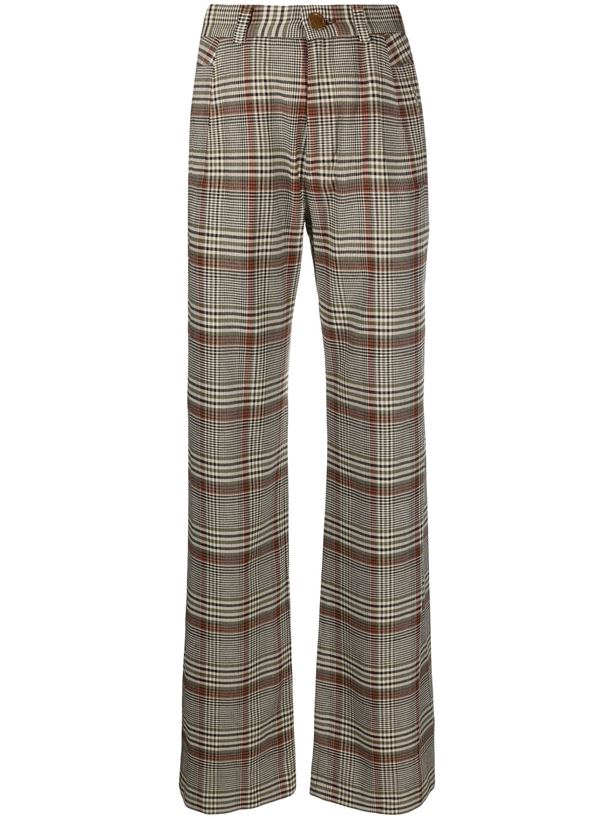 straight-leg plaid trousers