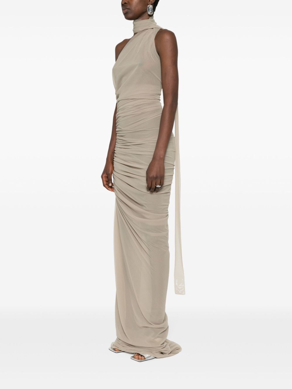 draped georgette maxi dress