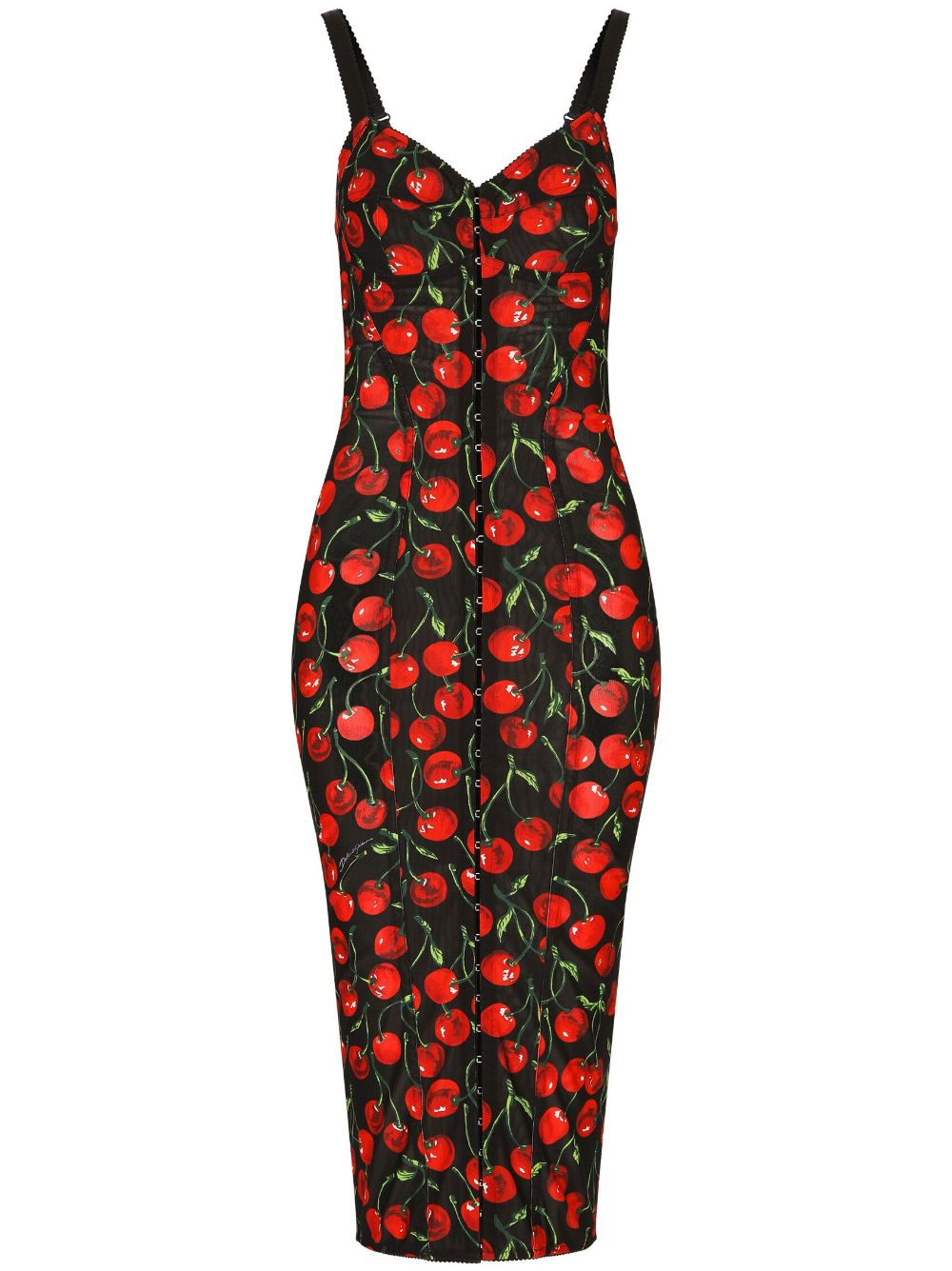 cherry-print midi dress