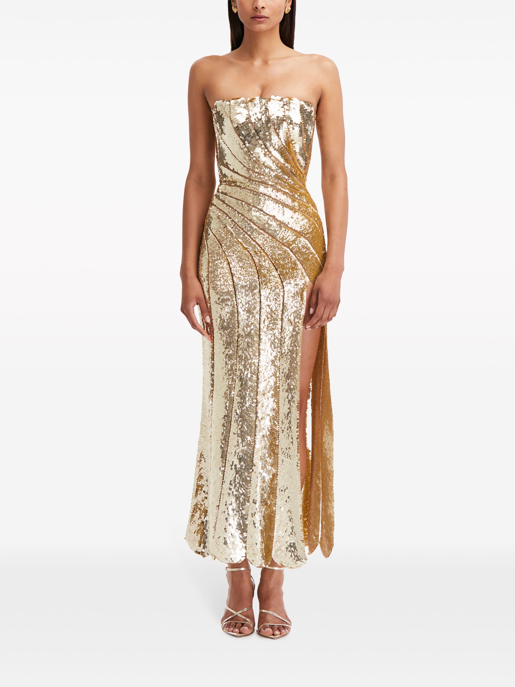 sequinned wave midi dress