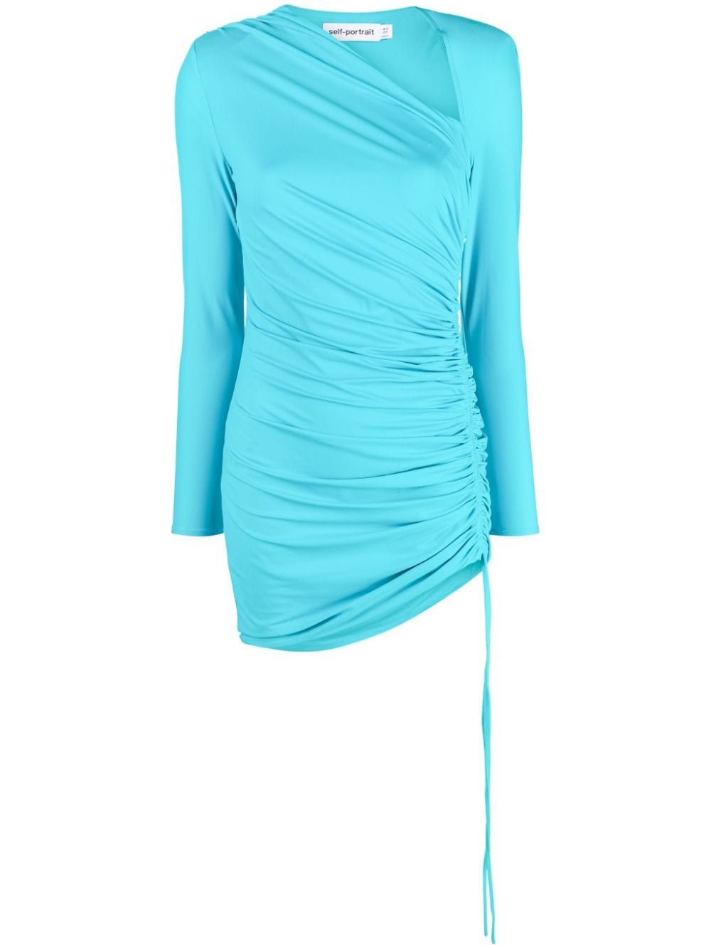 ruched asymmetric minidress