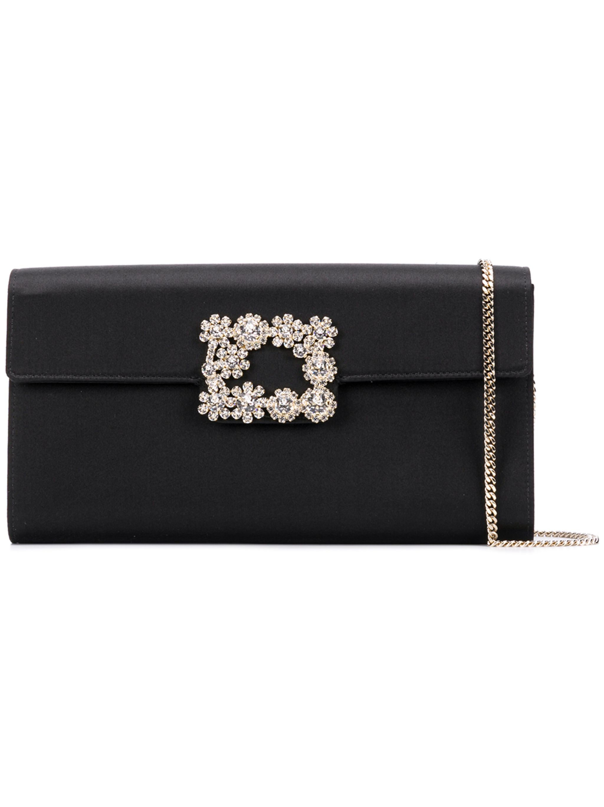 Flower strass buckled clutch