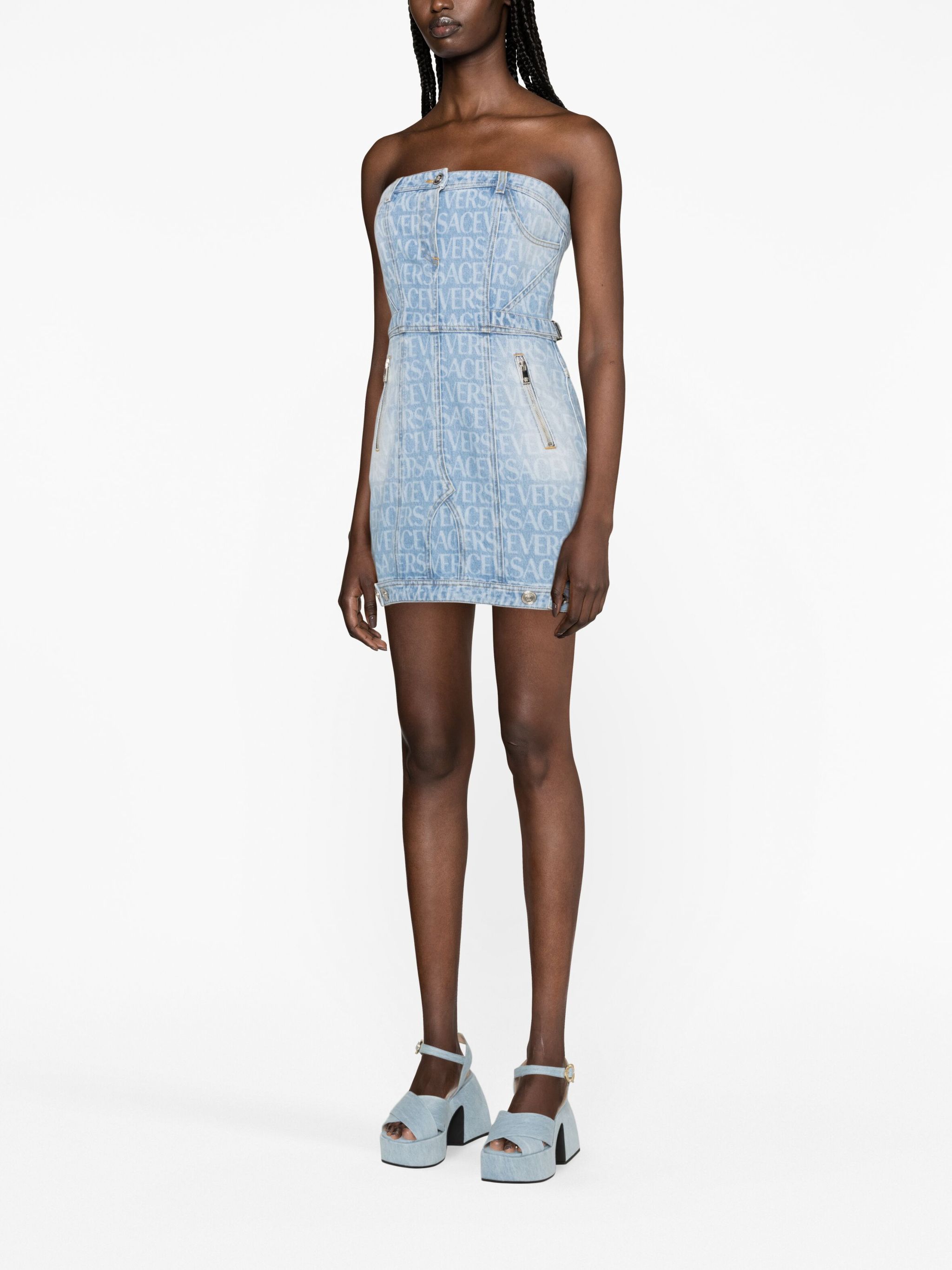 Versace Allover denim minidress