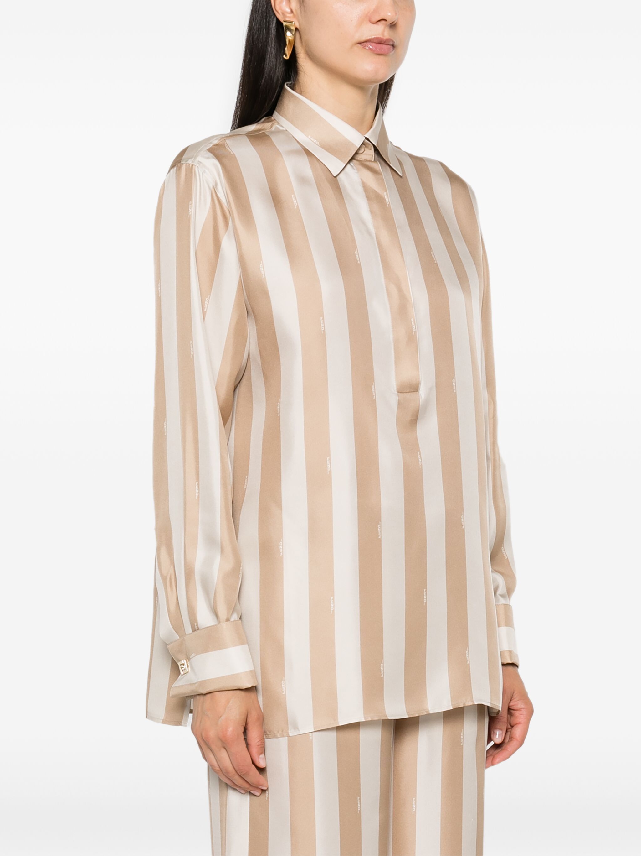 Pequin-stripe silk shirt