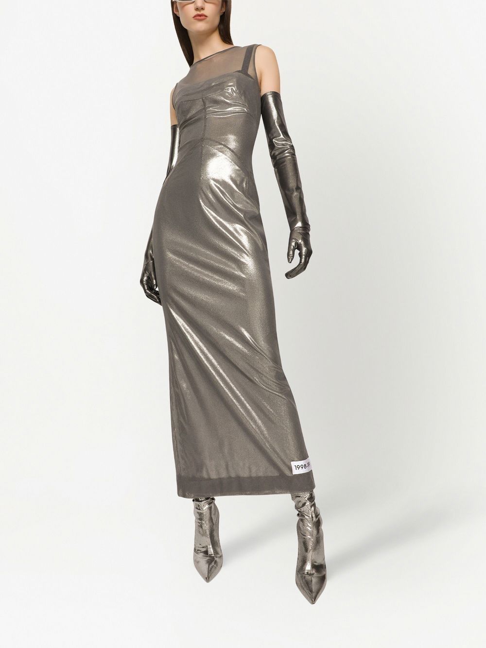 KIM DOLCE&GABBANA metallic-finish ankle-length dress