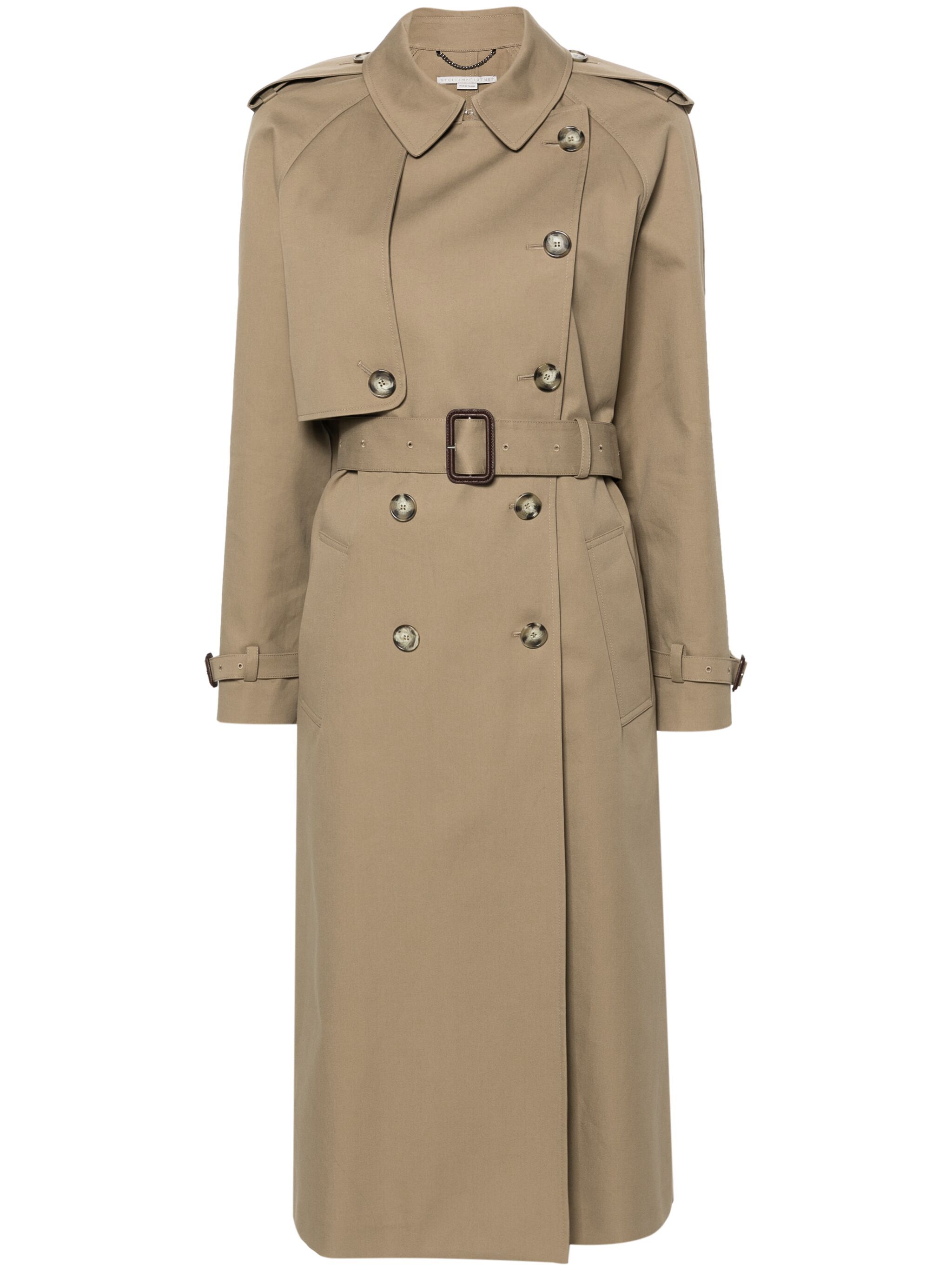 belted cotton trench coat