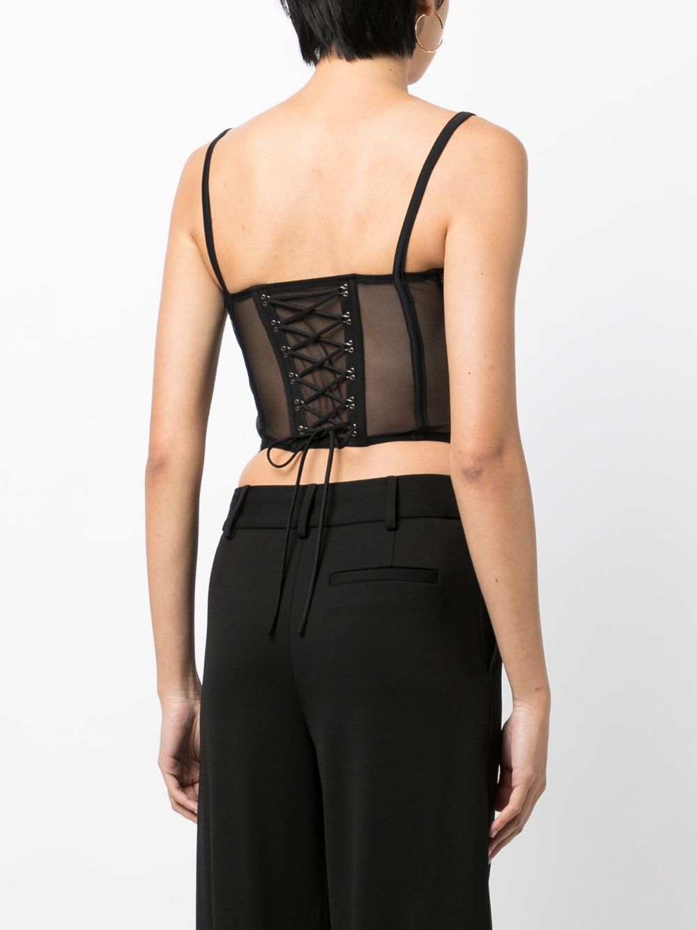 lace-up sheer bustier top