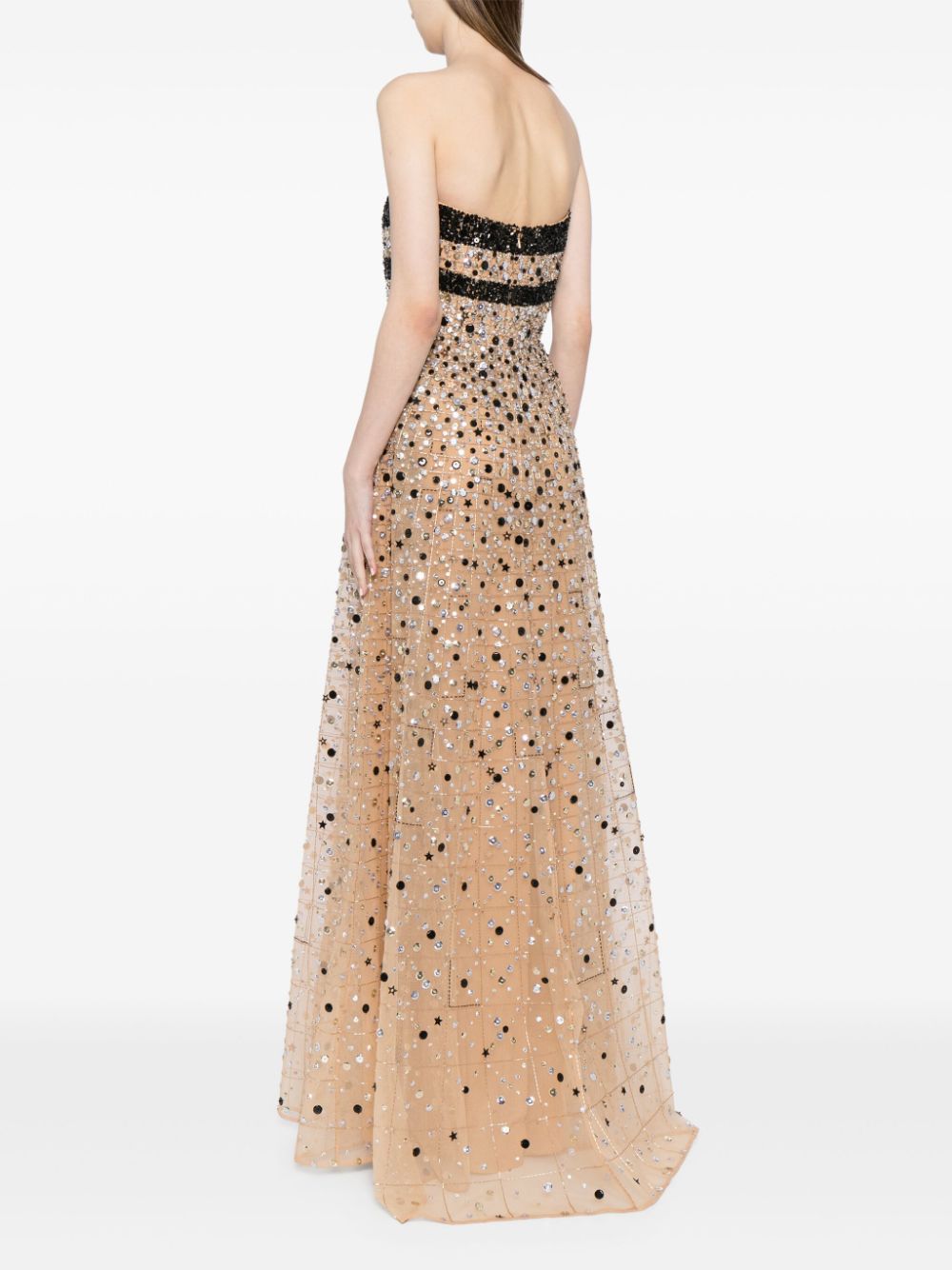 bead-embroidered silk long dress