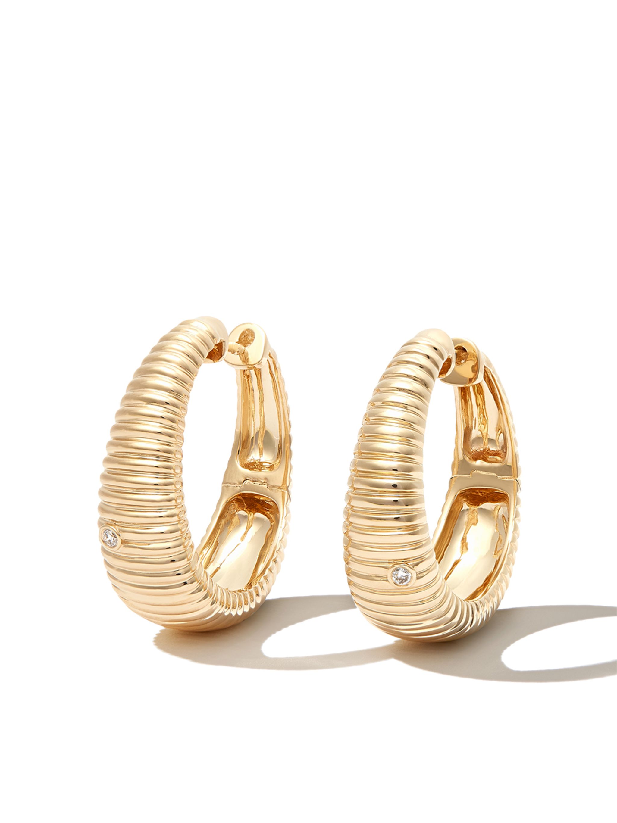 9kt yellow gold diamond hoop earrings