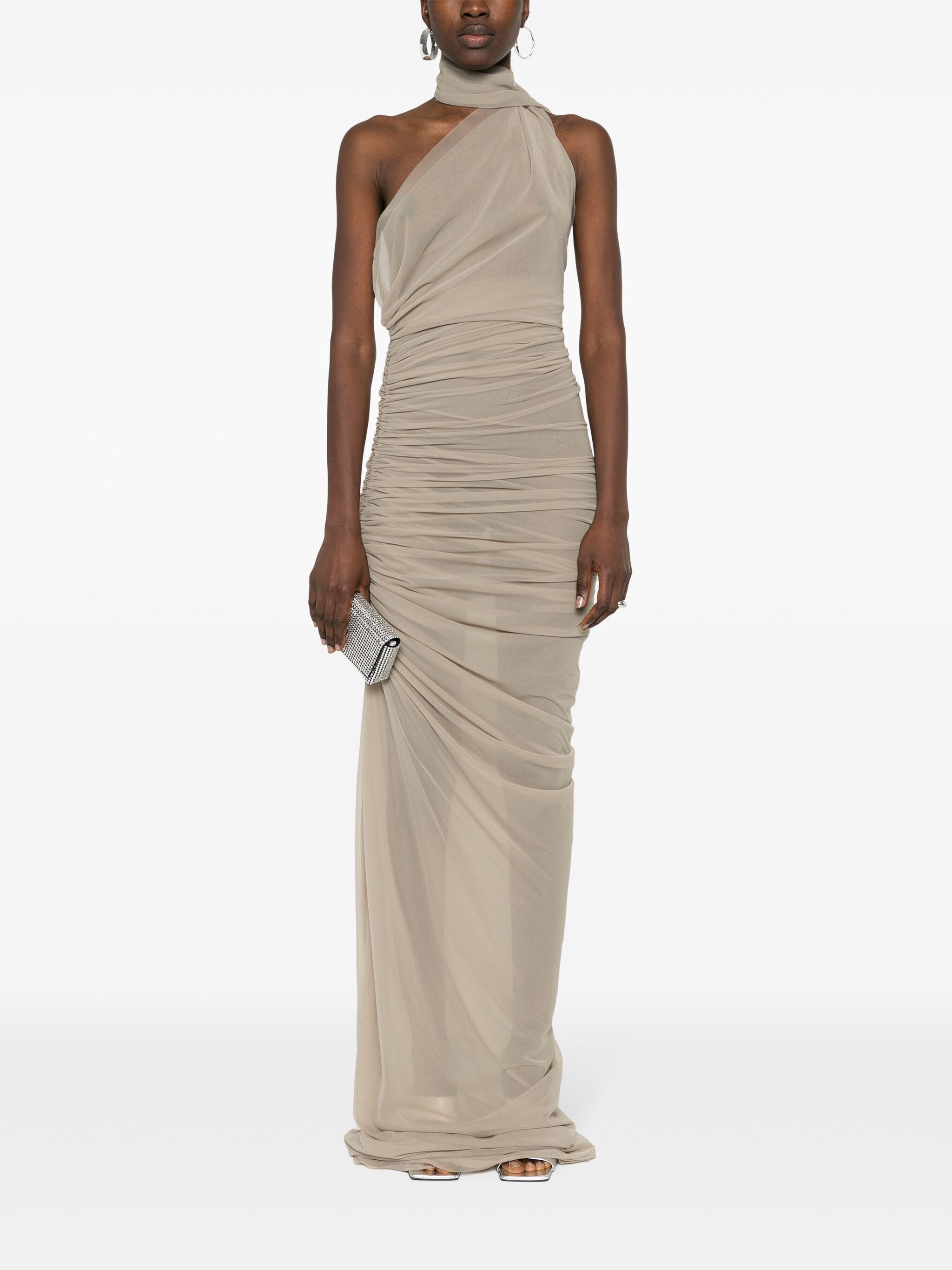 draped georgette maxi dress