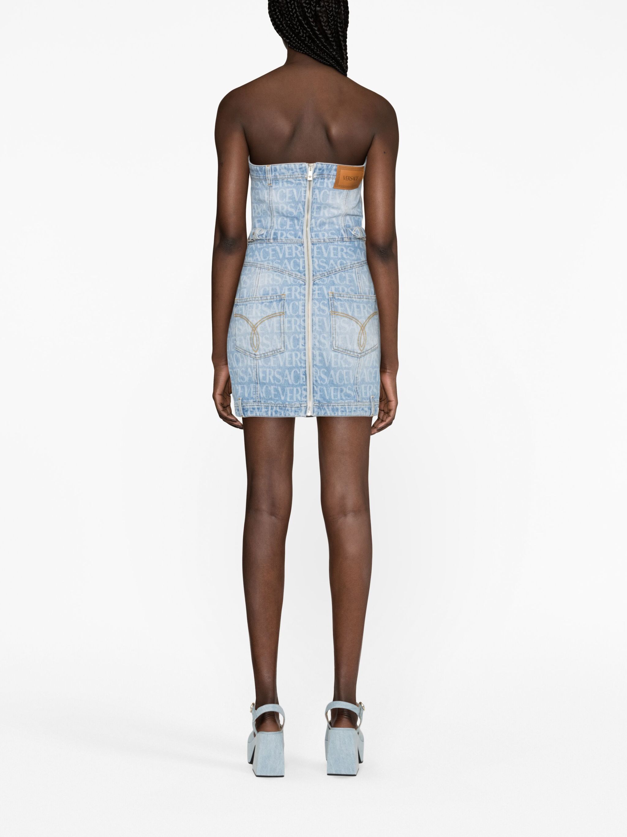 Versace Allover denim minidress