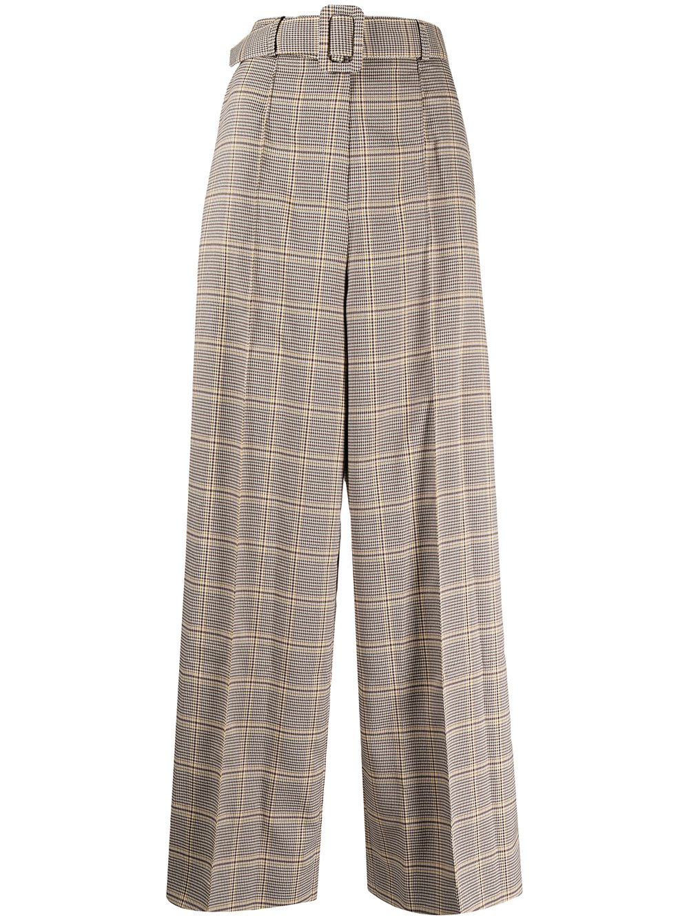 houndstooth belted waist trousers