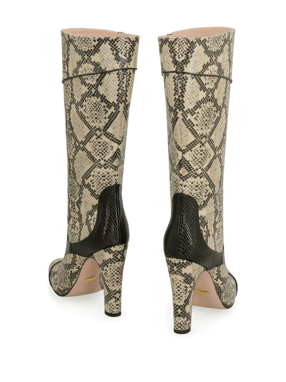 snakeskin-print leather boots