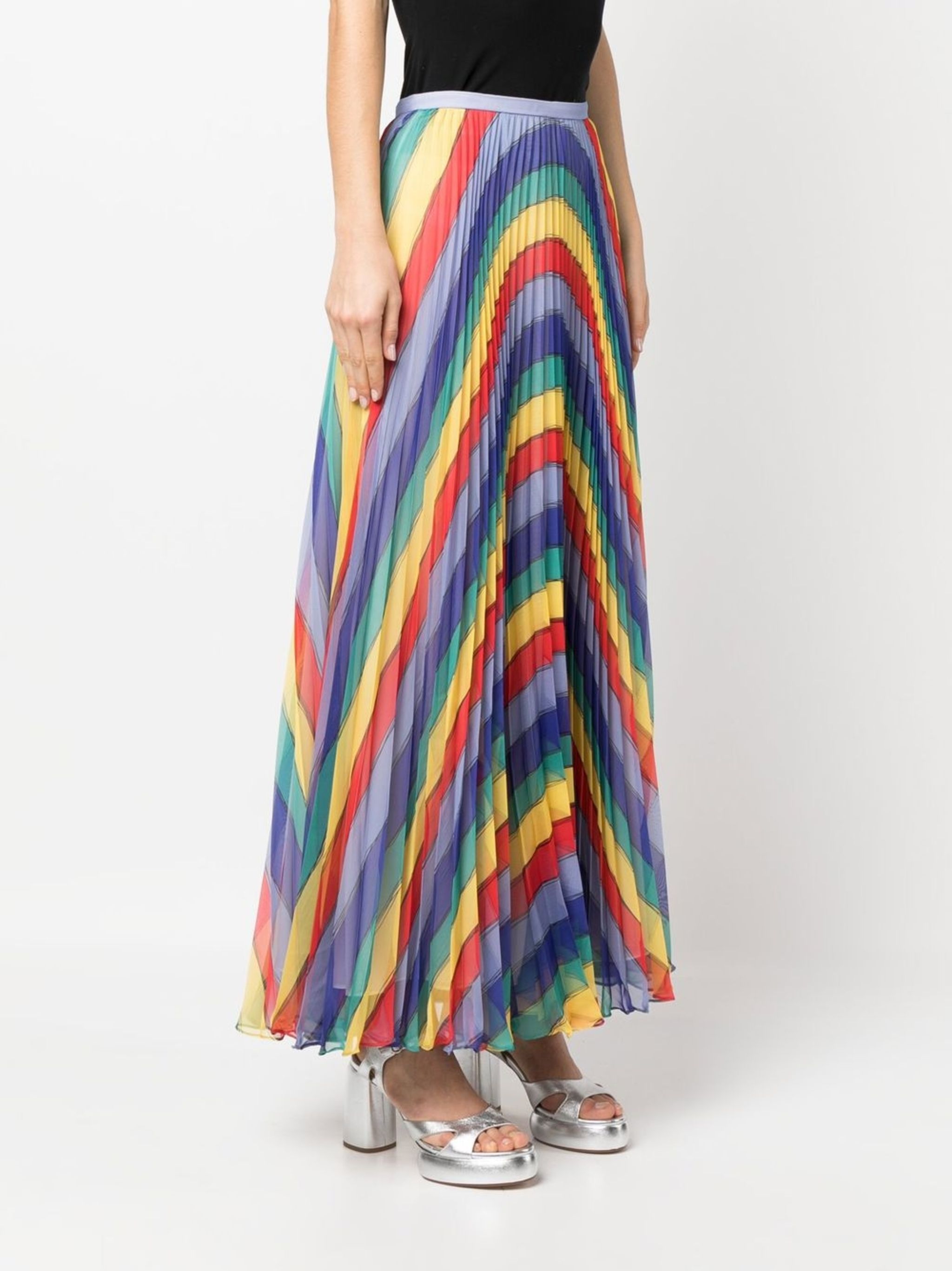 wave print pleated skirt