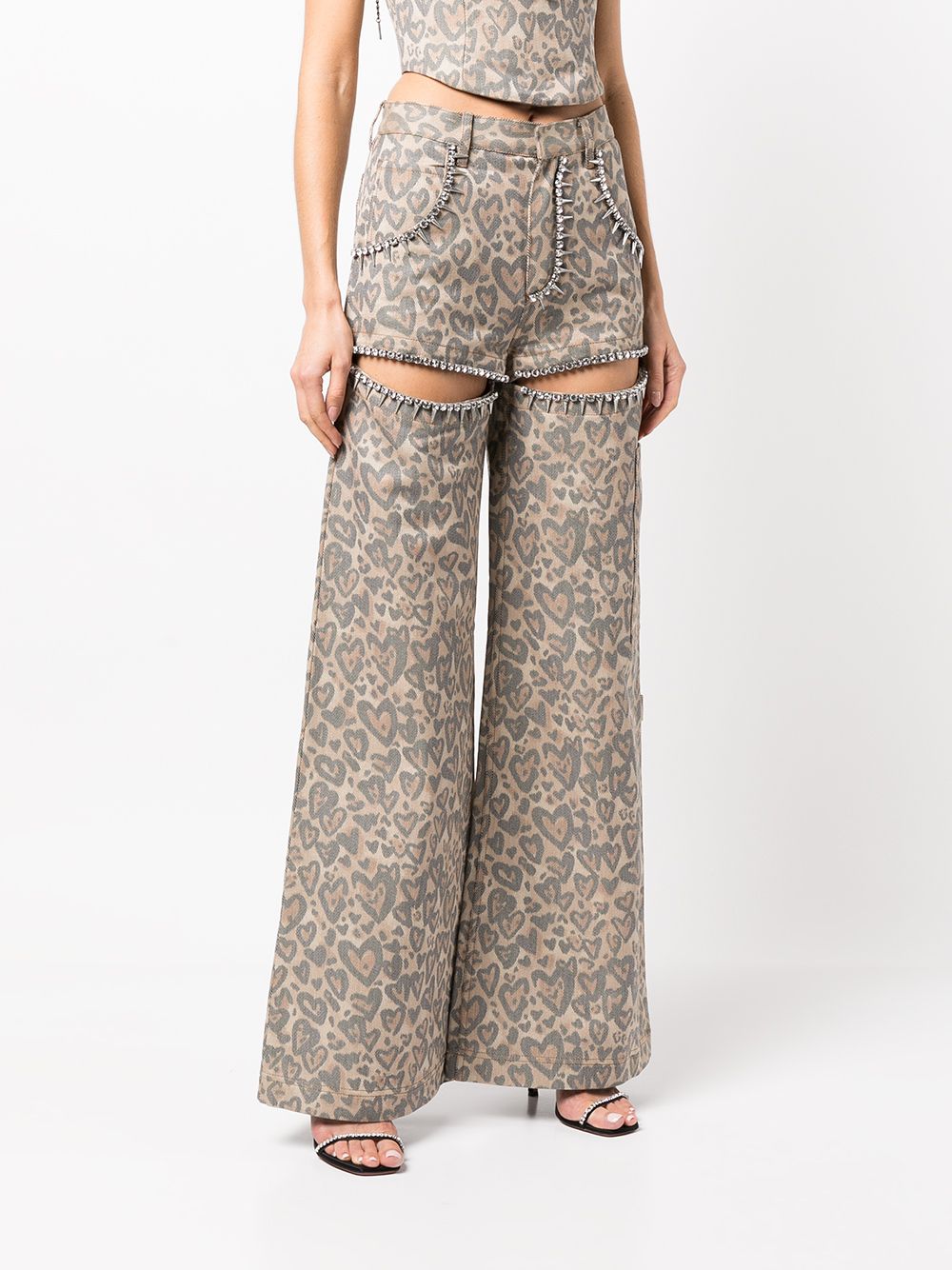 Heart leopard-print trousers 