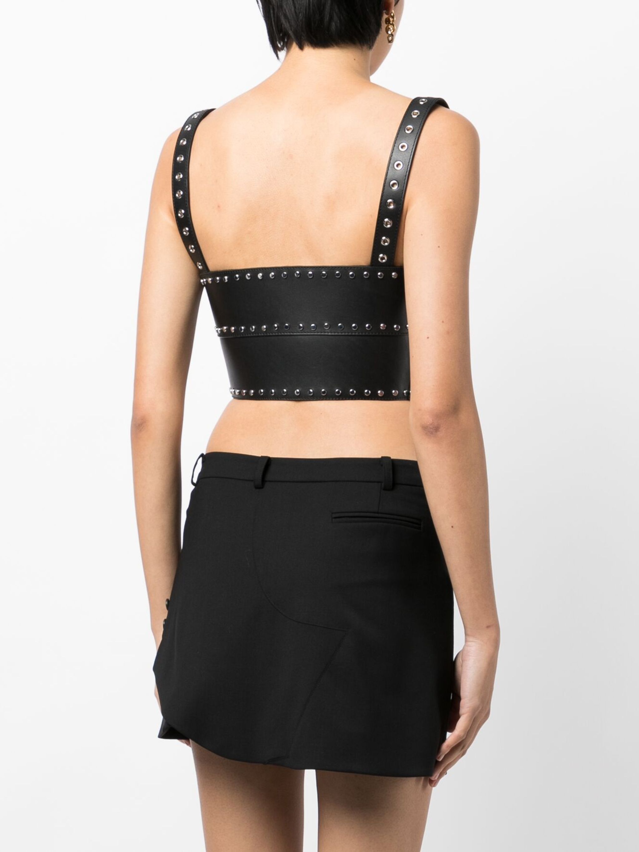 stud-detail leather bustier top