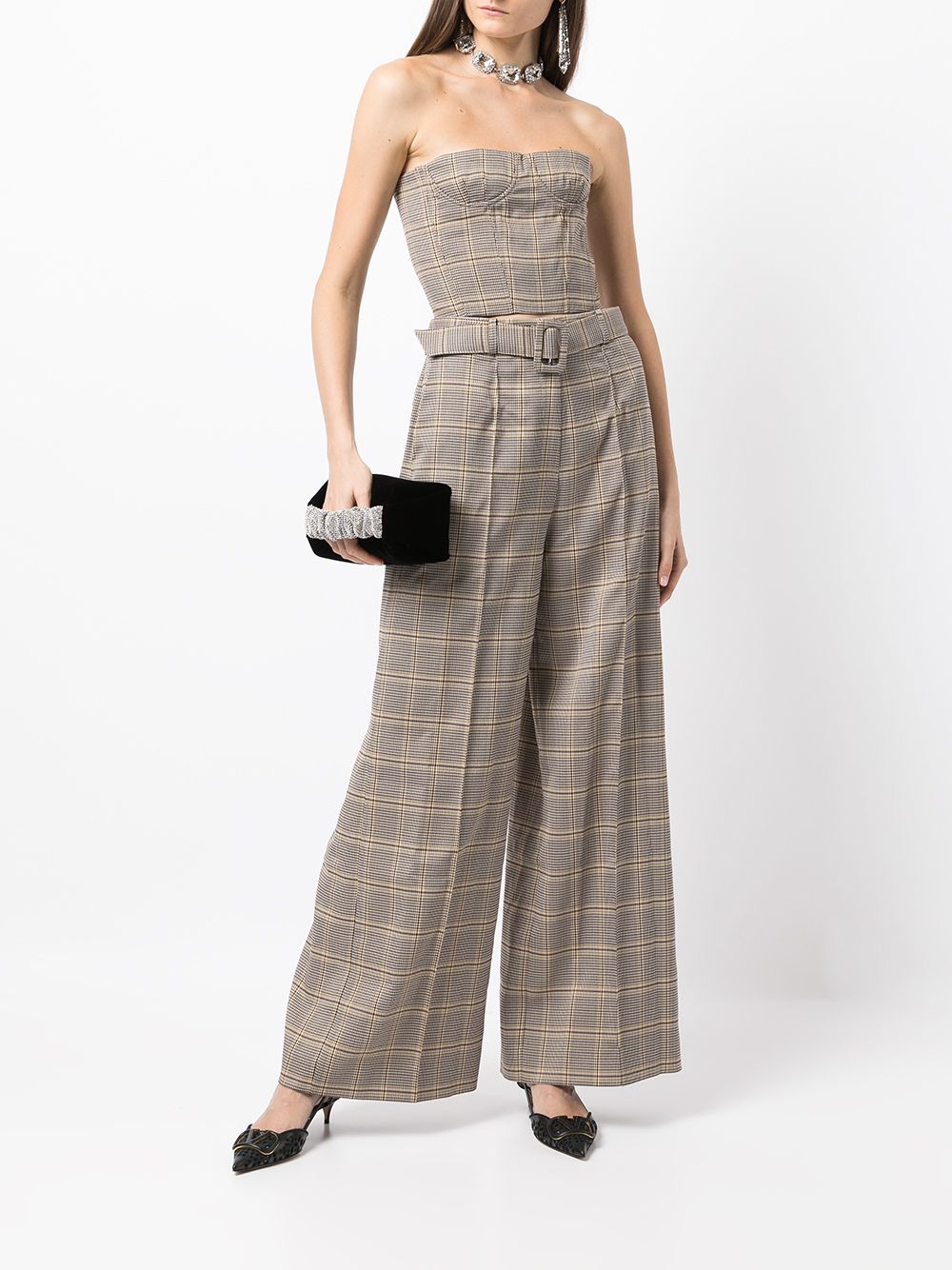 houndstooth belted waist trousers