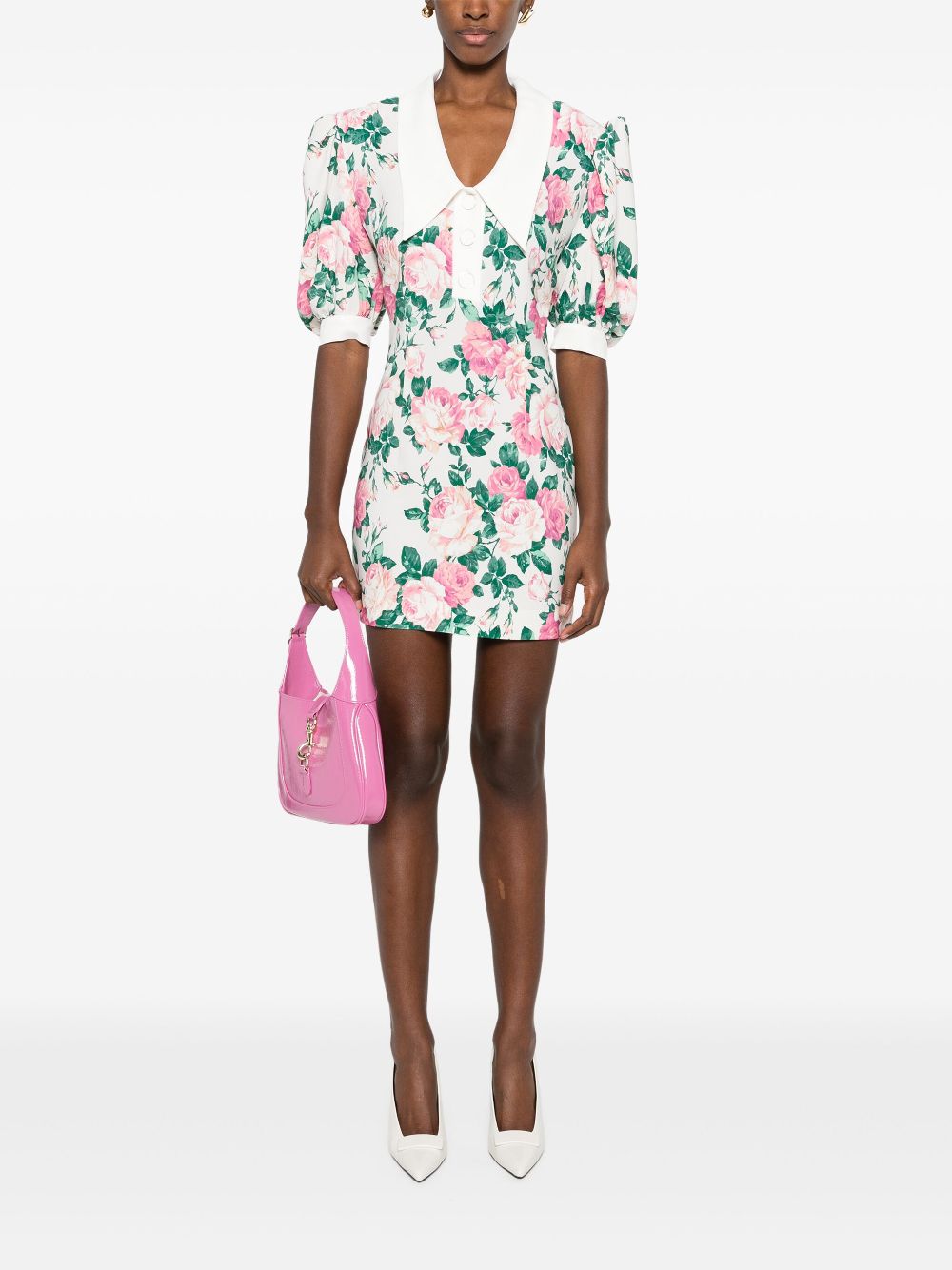 floral-print oversized-collar minidress