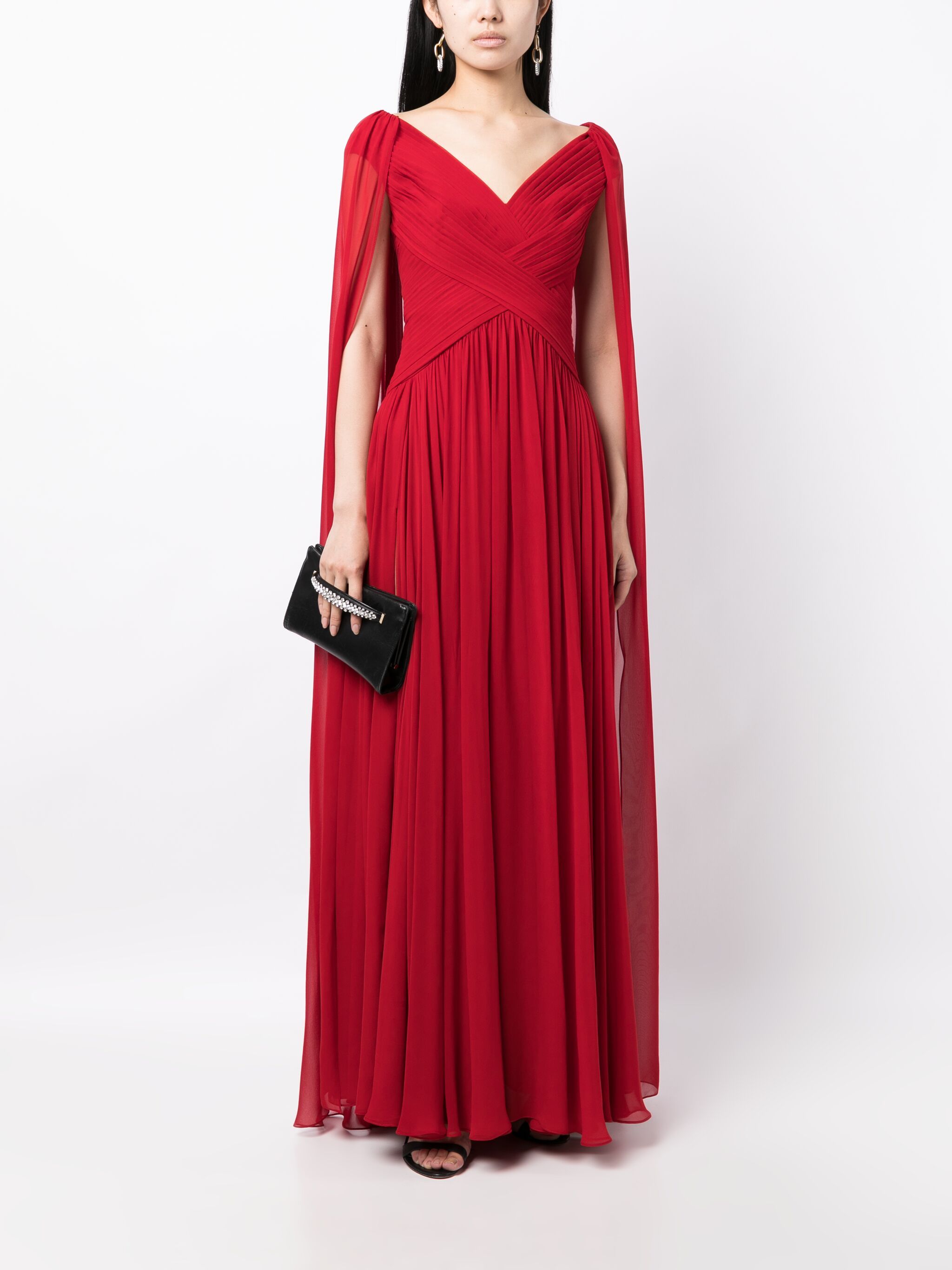 draped V-neck silk gown