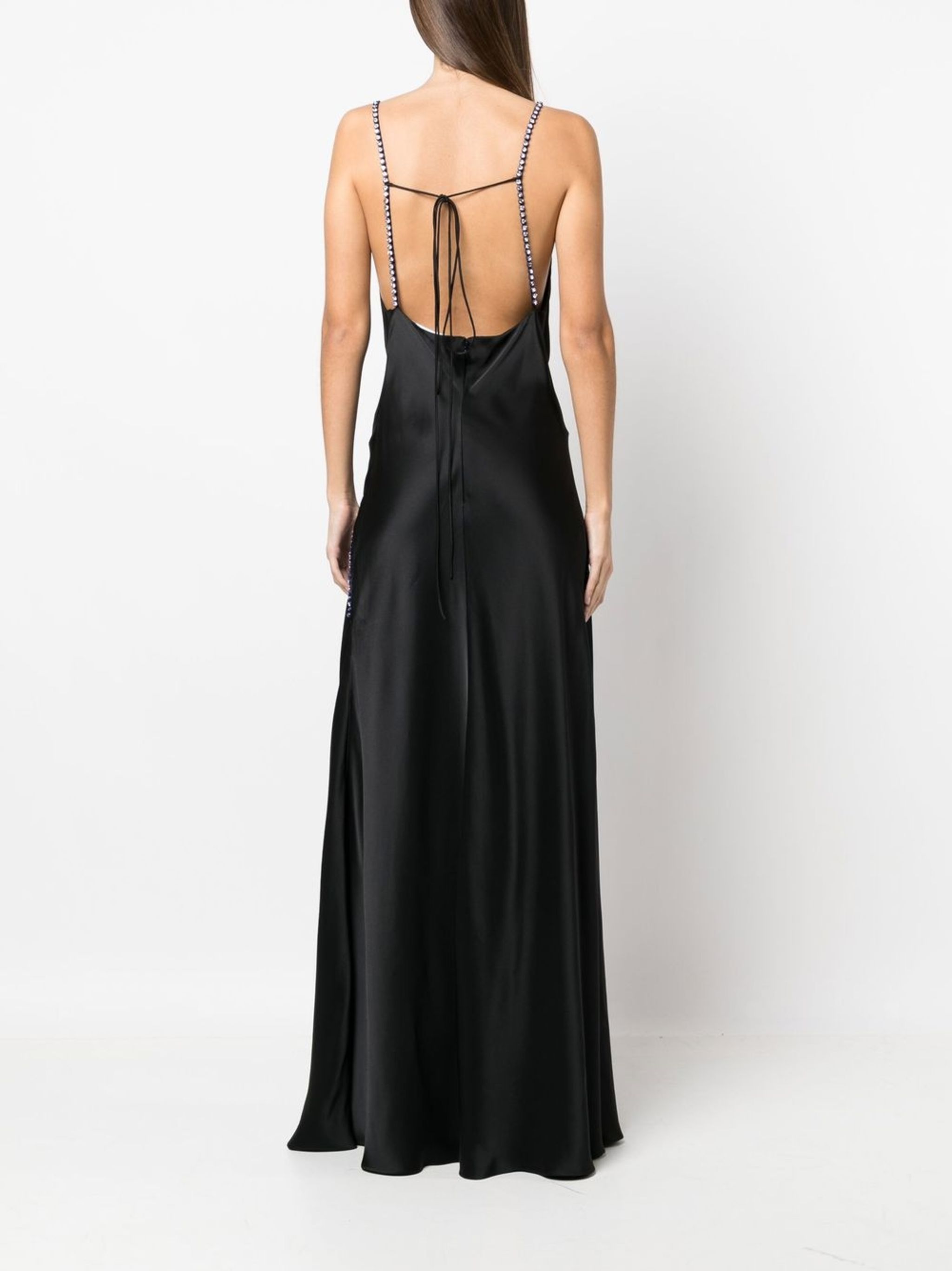 crystal-embellished V-neck gown