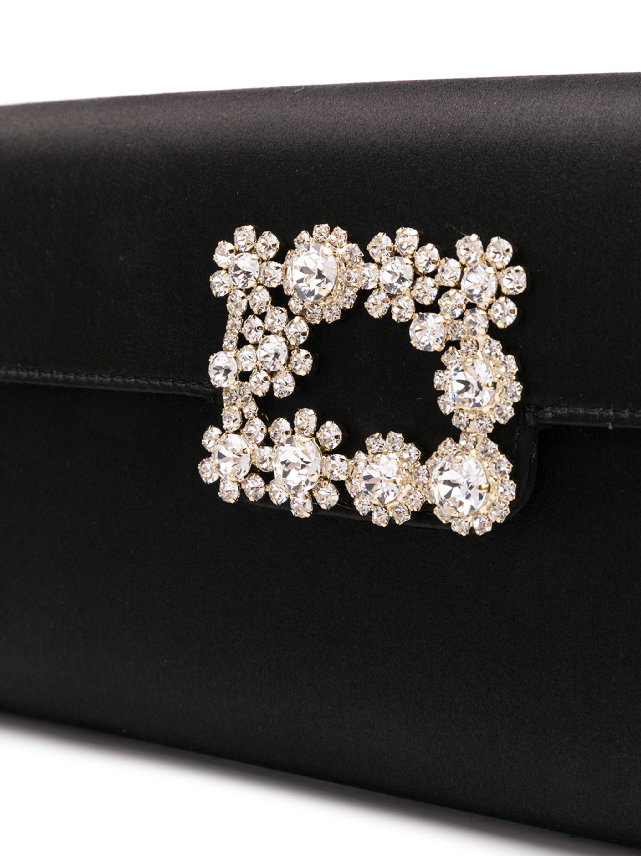 Flower strass buckled clutch