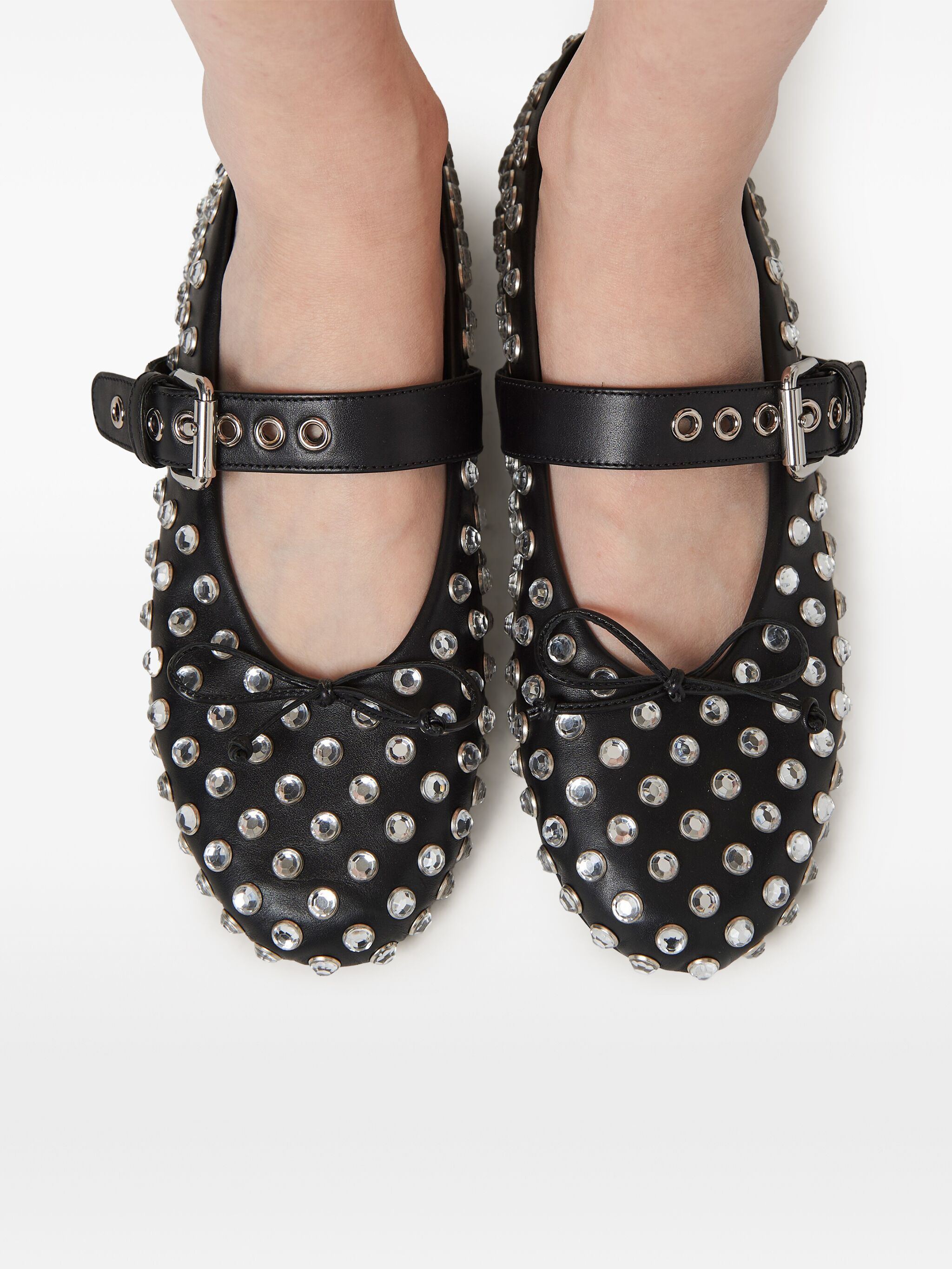 studded leather ballerina shoes