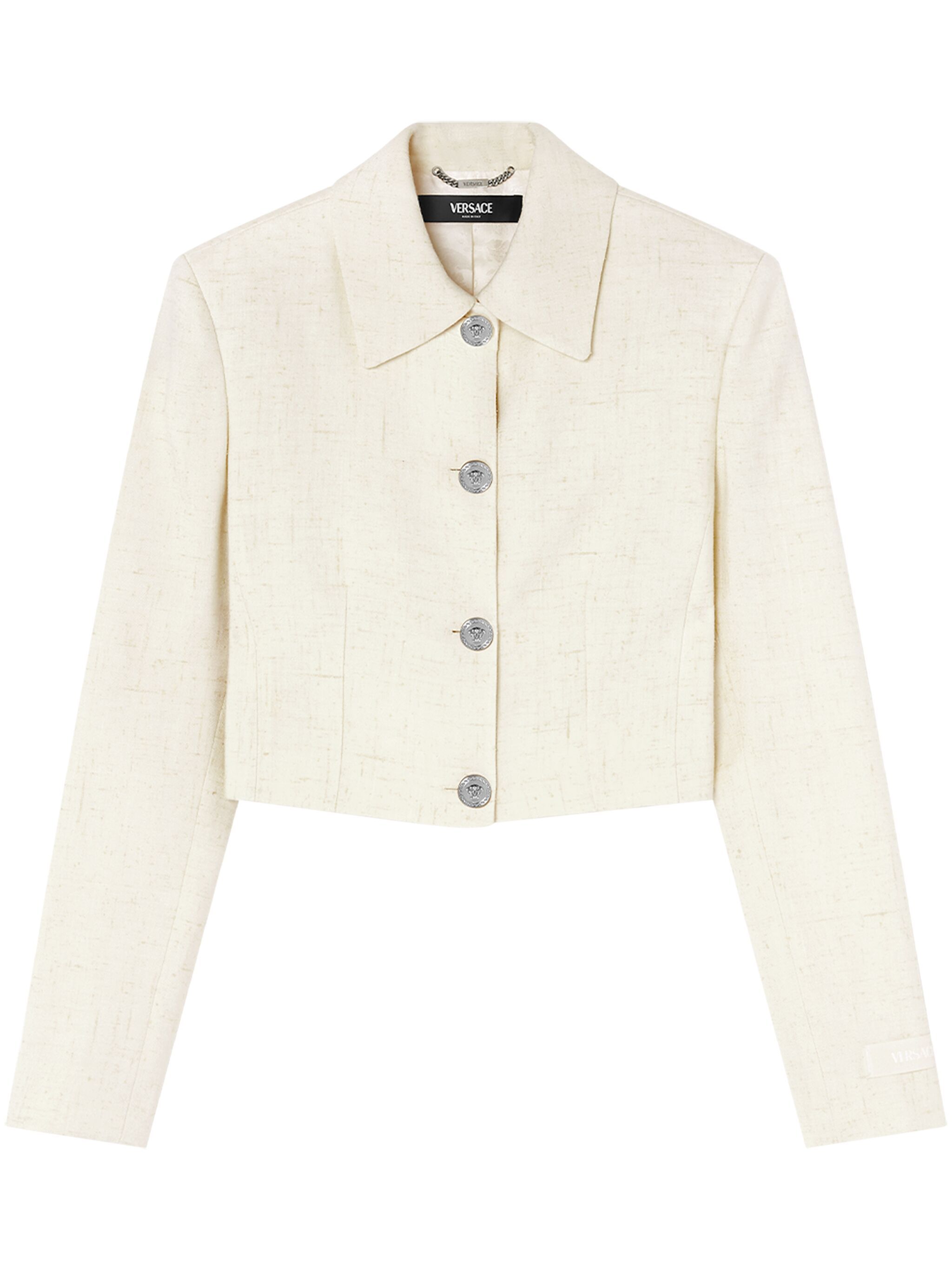 silk-blend cropped jacket