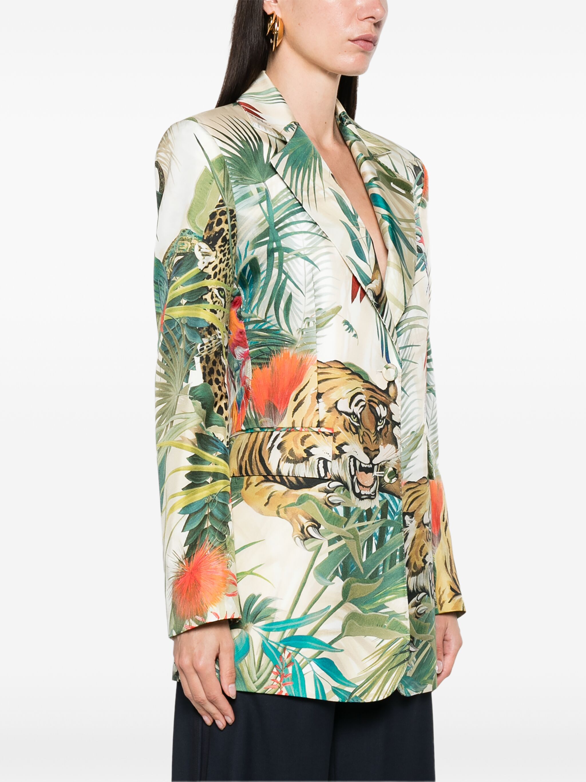 Jungle-print single-breasted blazer