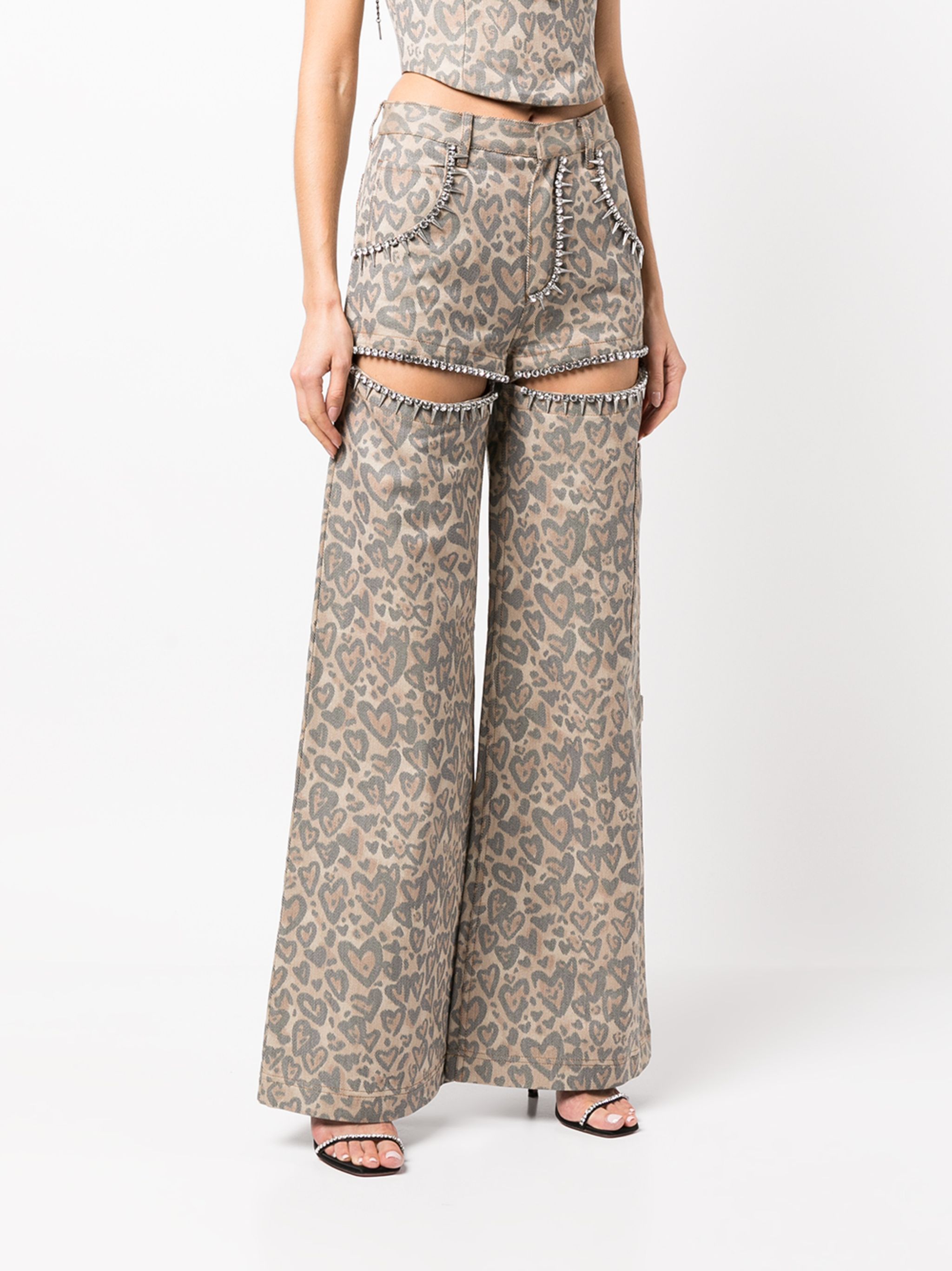 Heart leopard-print trousers 