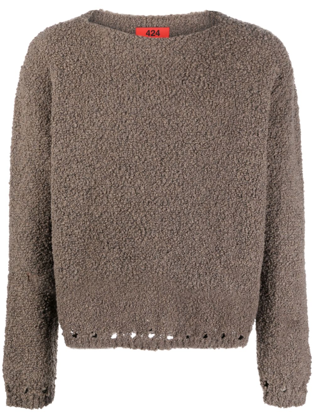 cutout-detail fleece-texture jumper