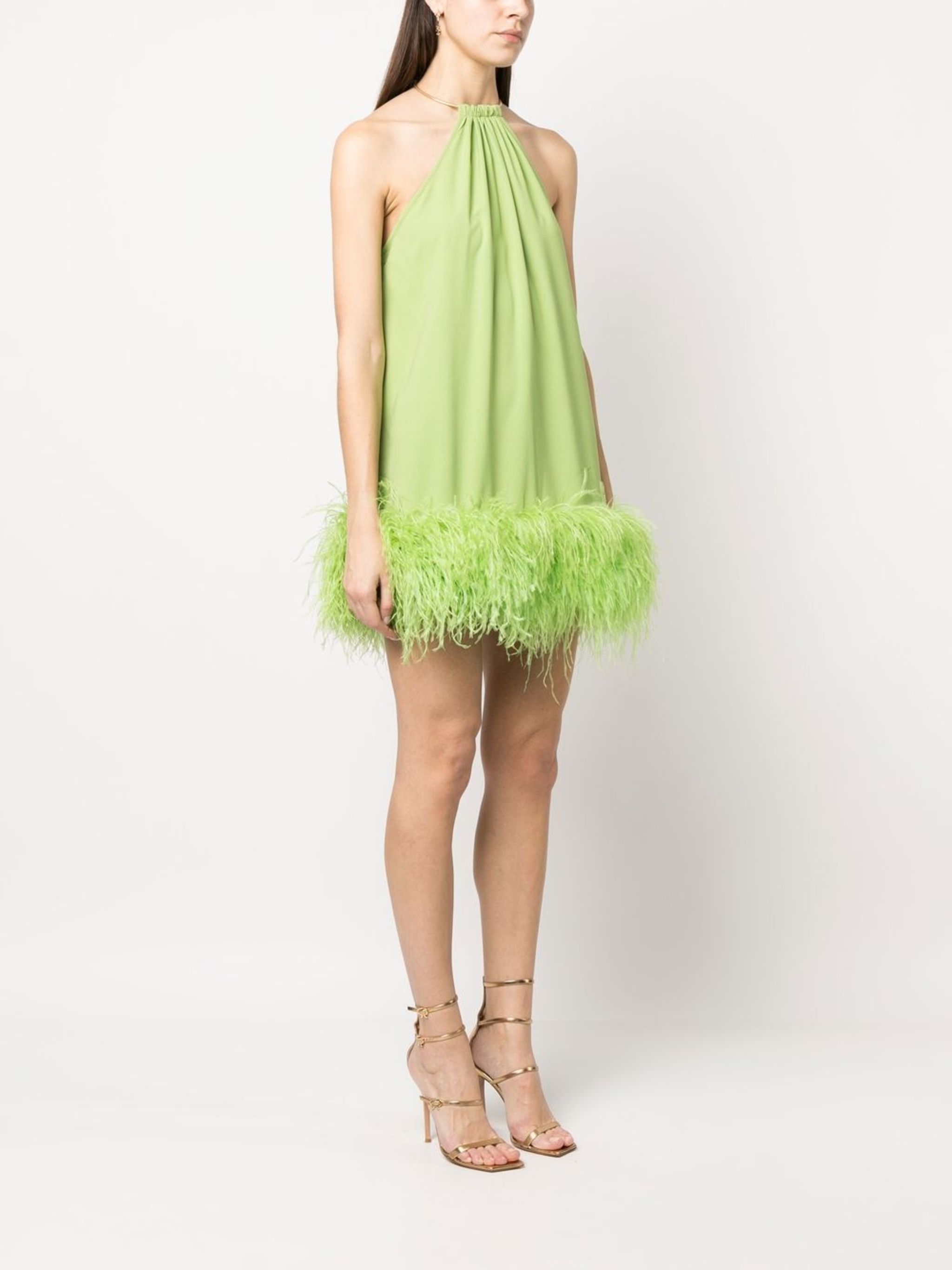 Reeves feather-trim minidress