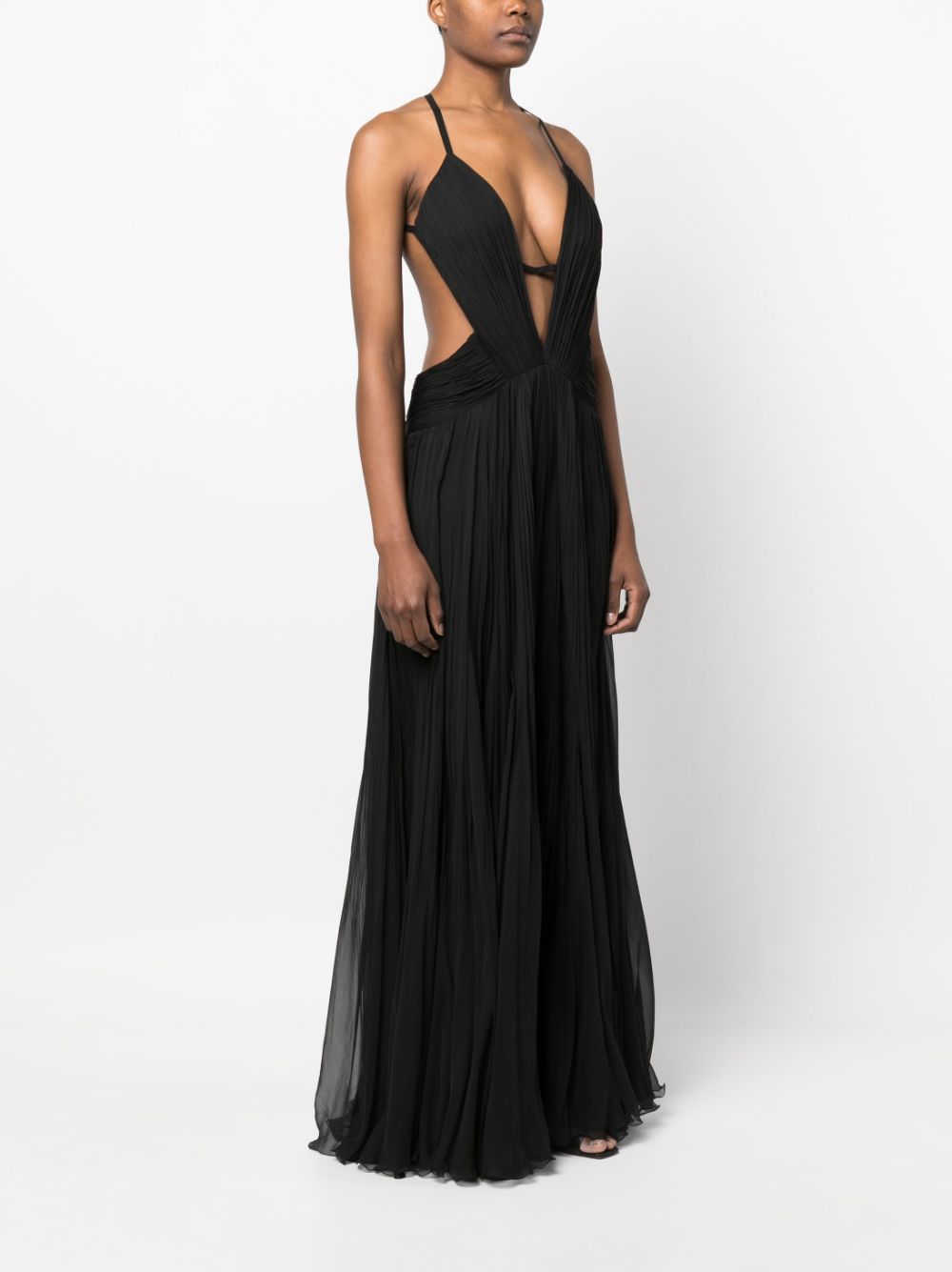 draped backless silk dress