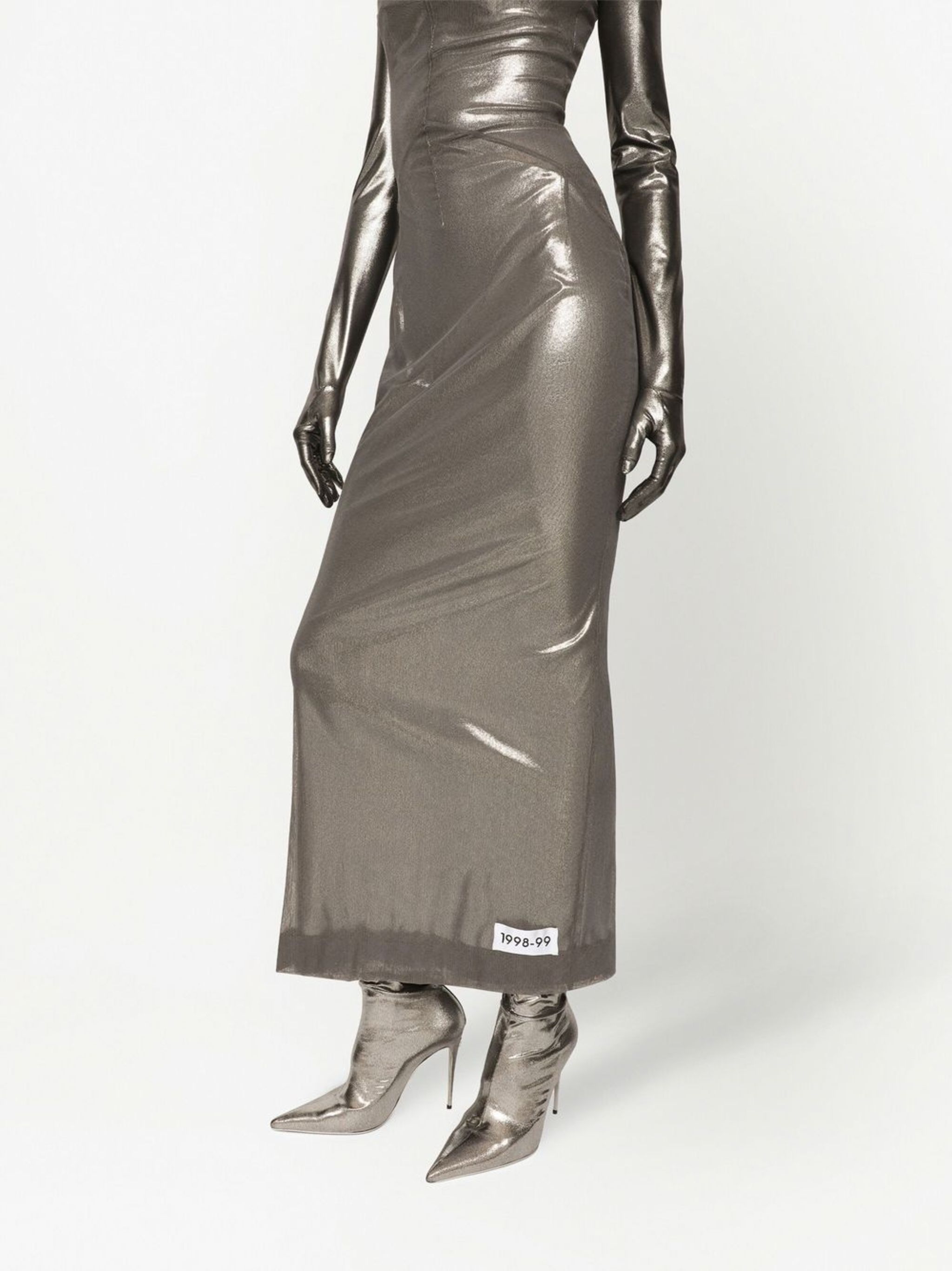 KIM DOLCE&GABBANA metallic-finish ankle-length dress