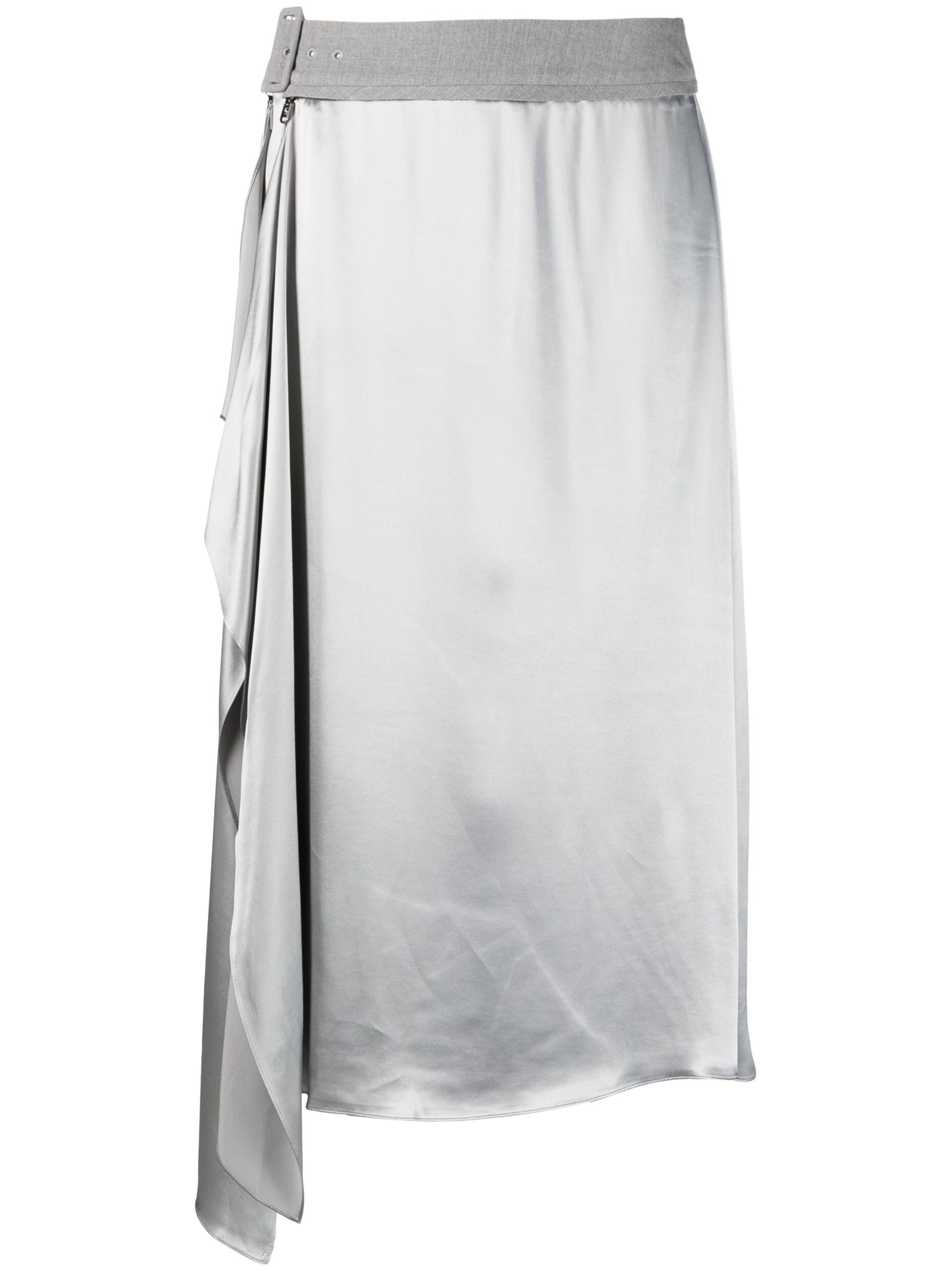 satin-finish midi skirt