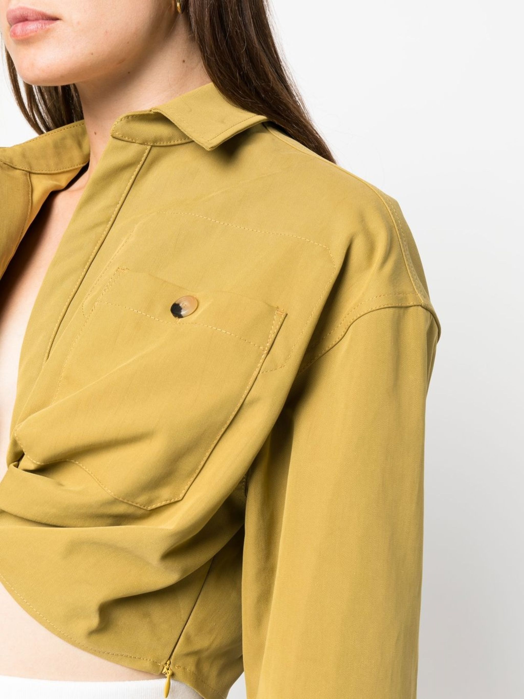 twist-front cropped cargo shirt