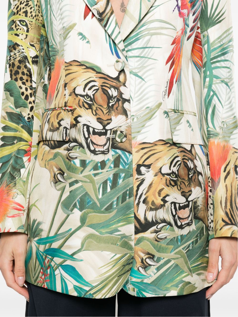 Jungle-print single-breasted blazer