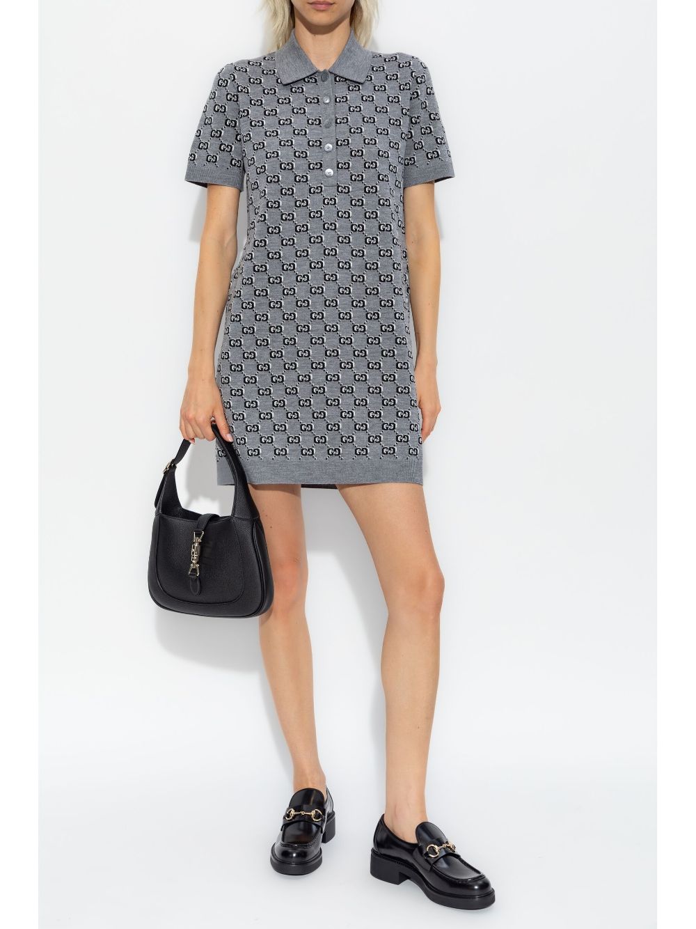 wool jacquard polo dress