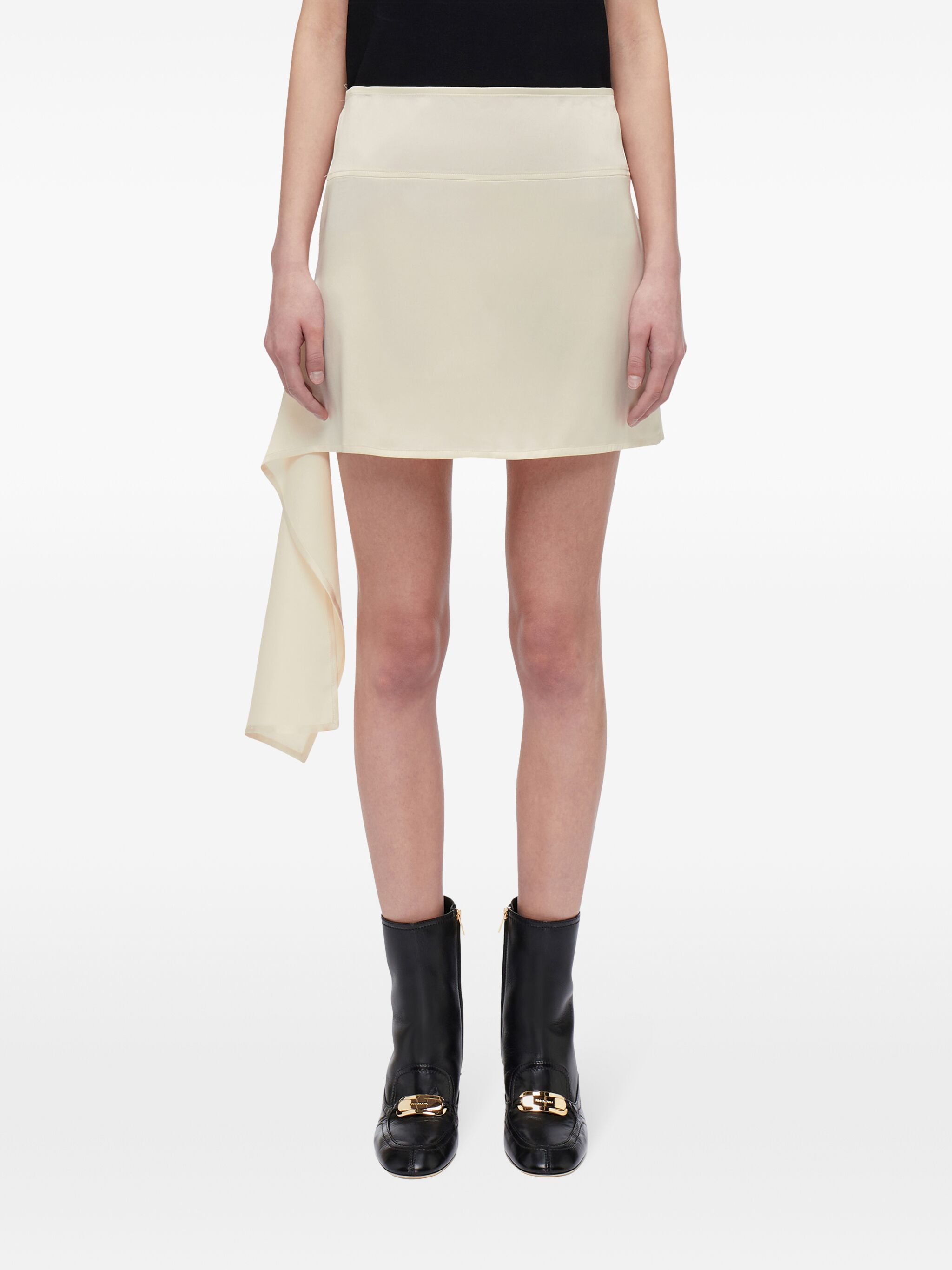 asymmetric satin miniskirt