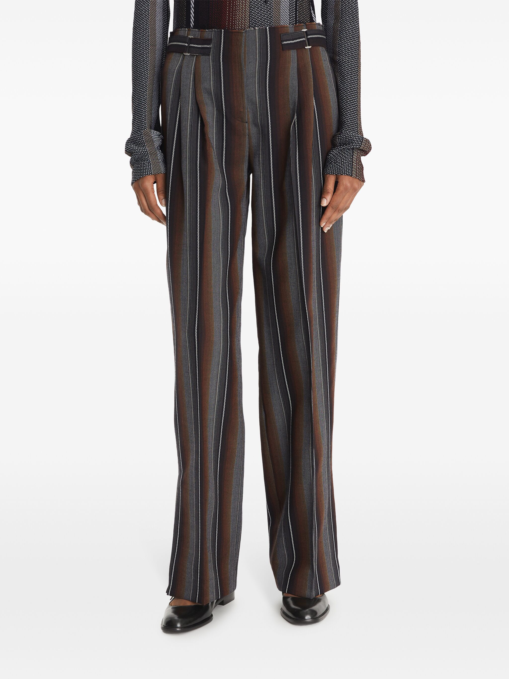 striped jacquard trousers