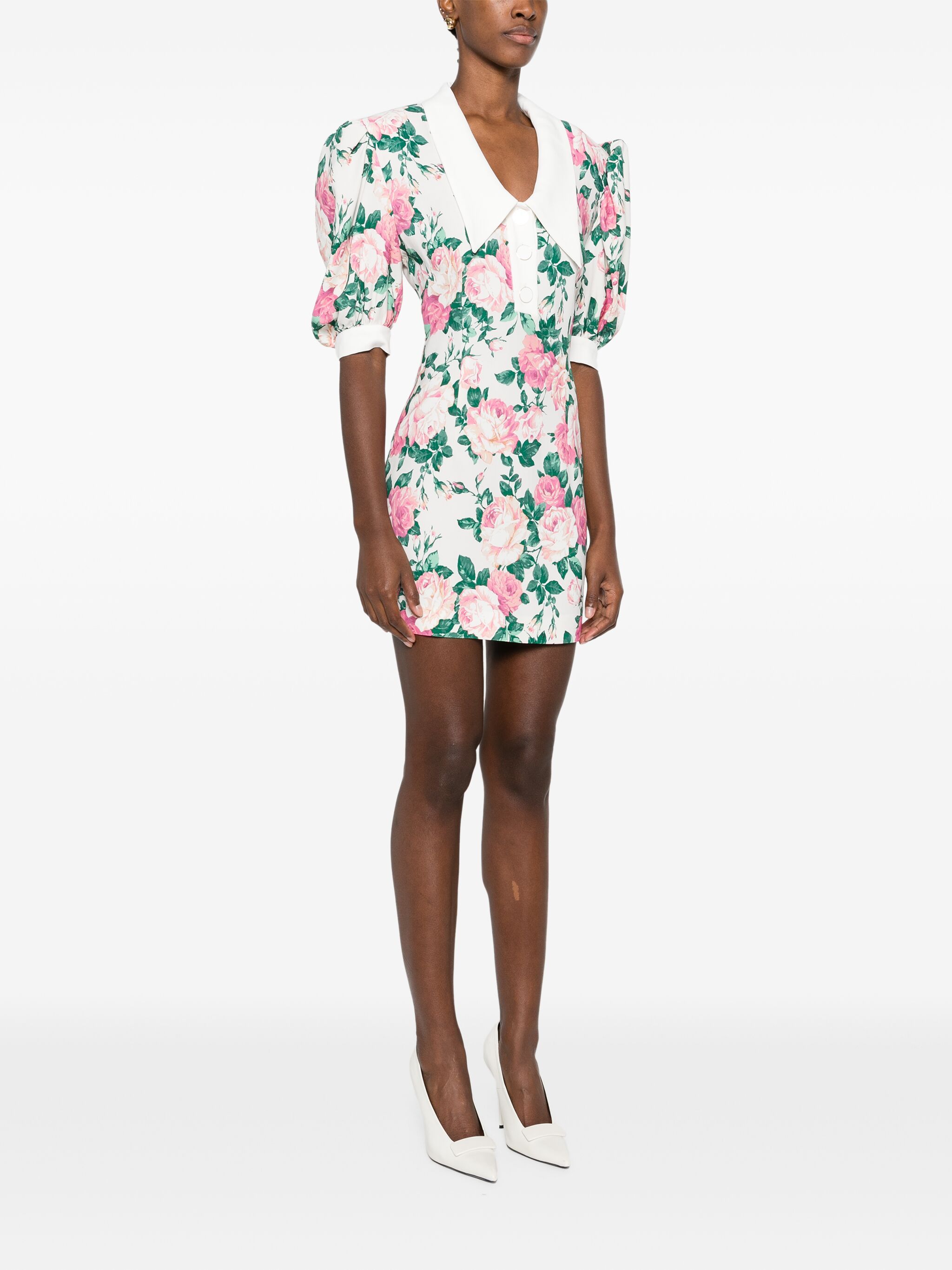 floral-print oversized-collar minidress