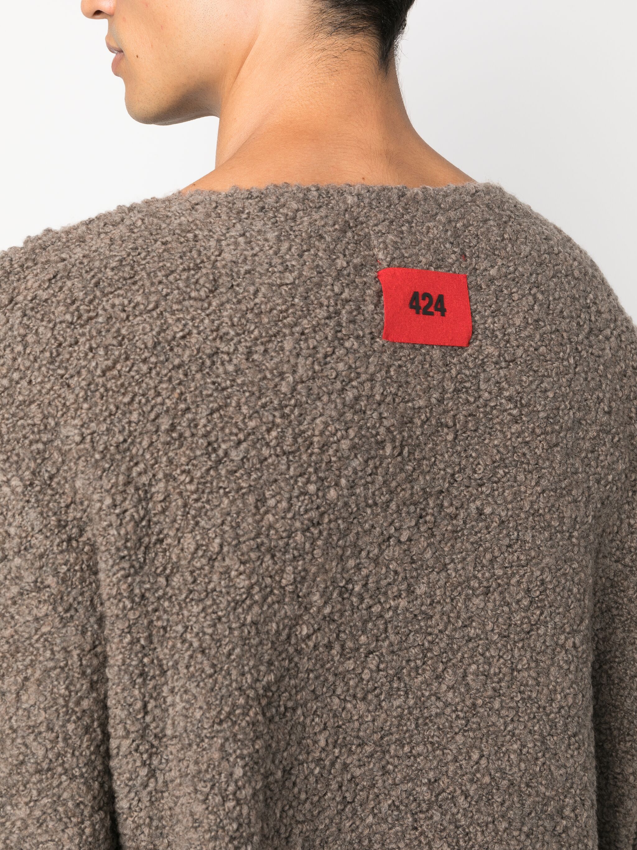 cutout-detail fleece-texture jumper