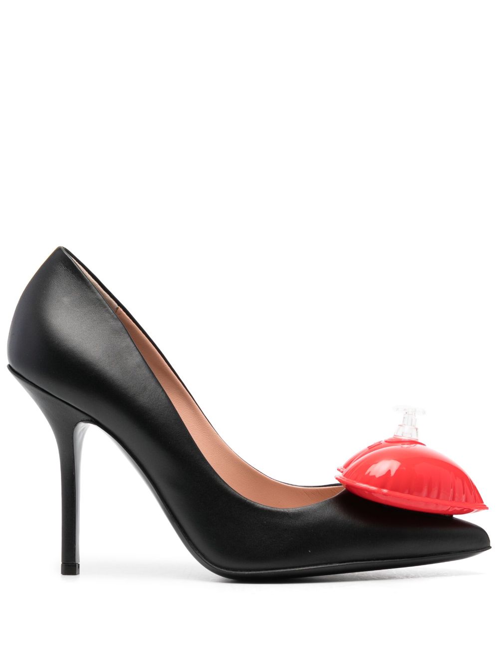 100mm heart-detail leather pumps