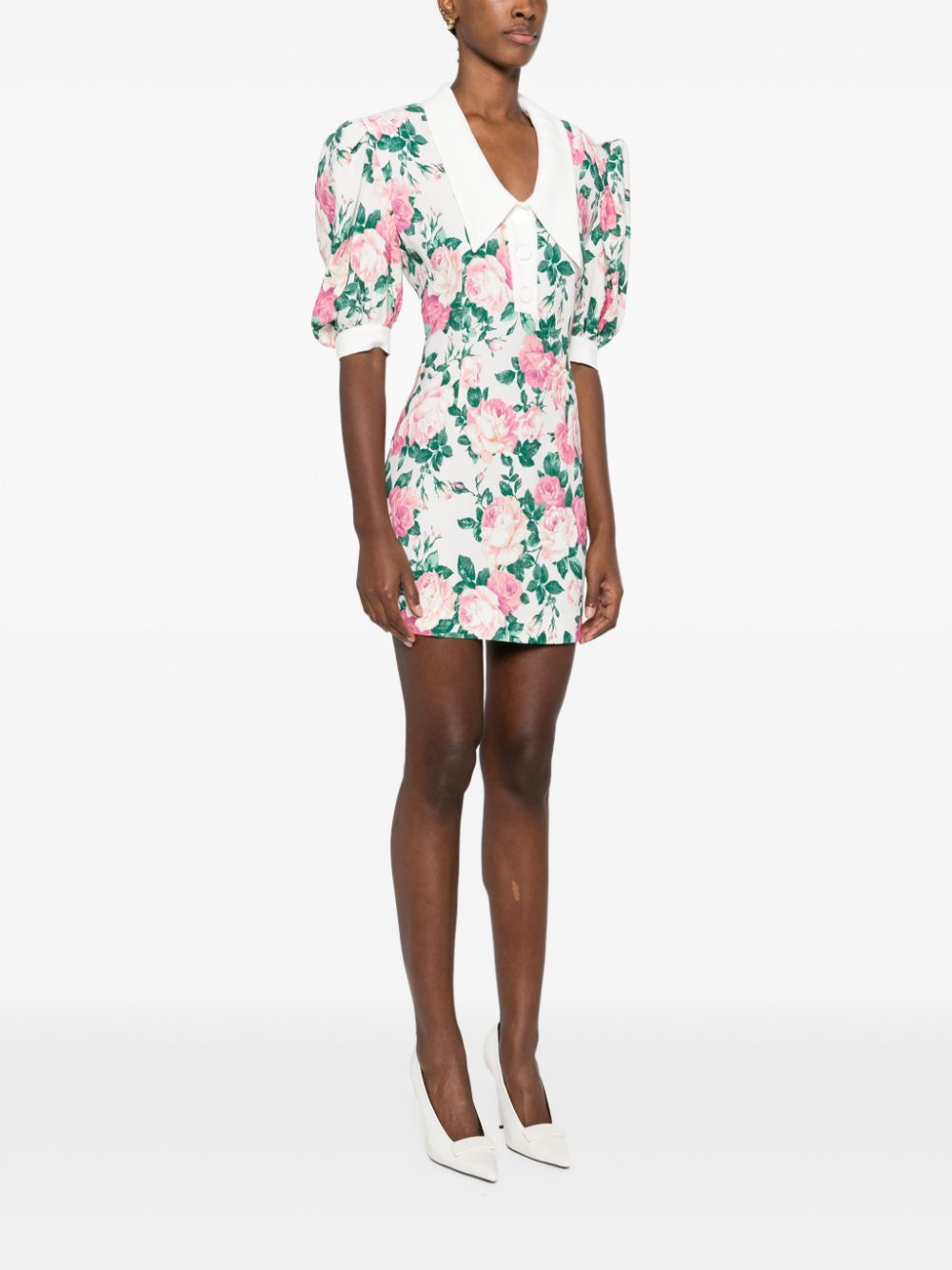 floral-print oversized-collar minidress