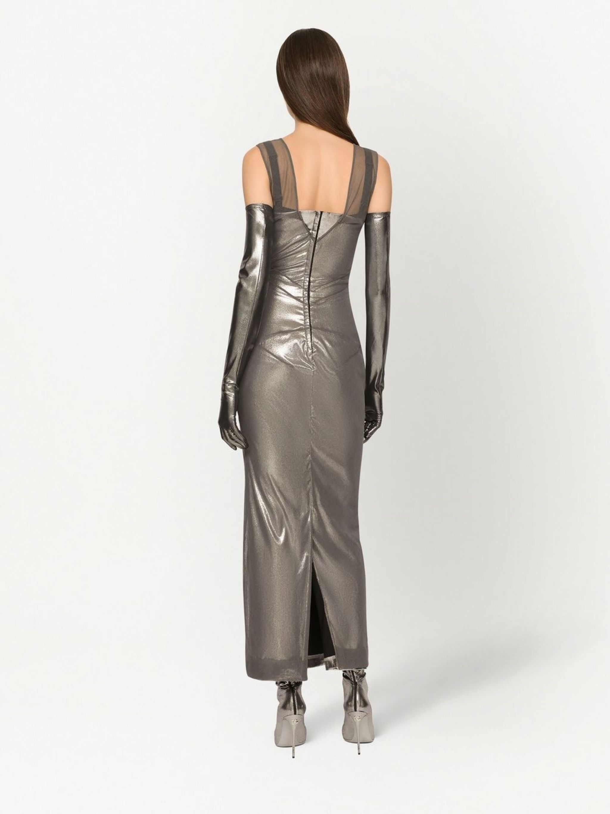 KIM DOLCE&GABBANA metallic-finish ankle-length dress