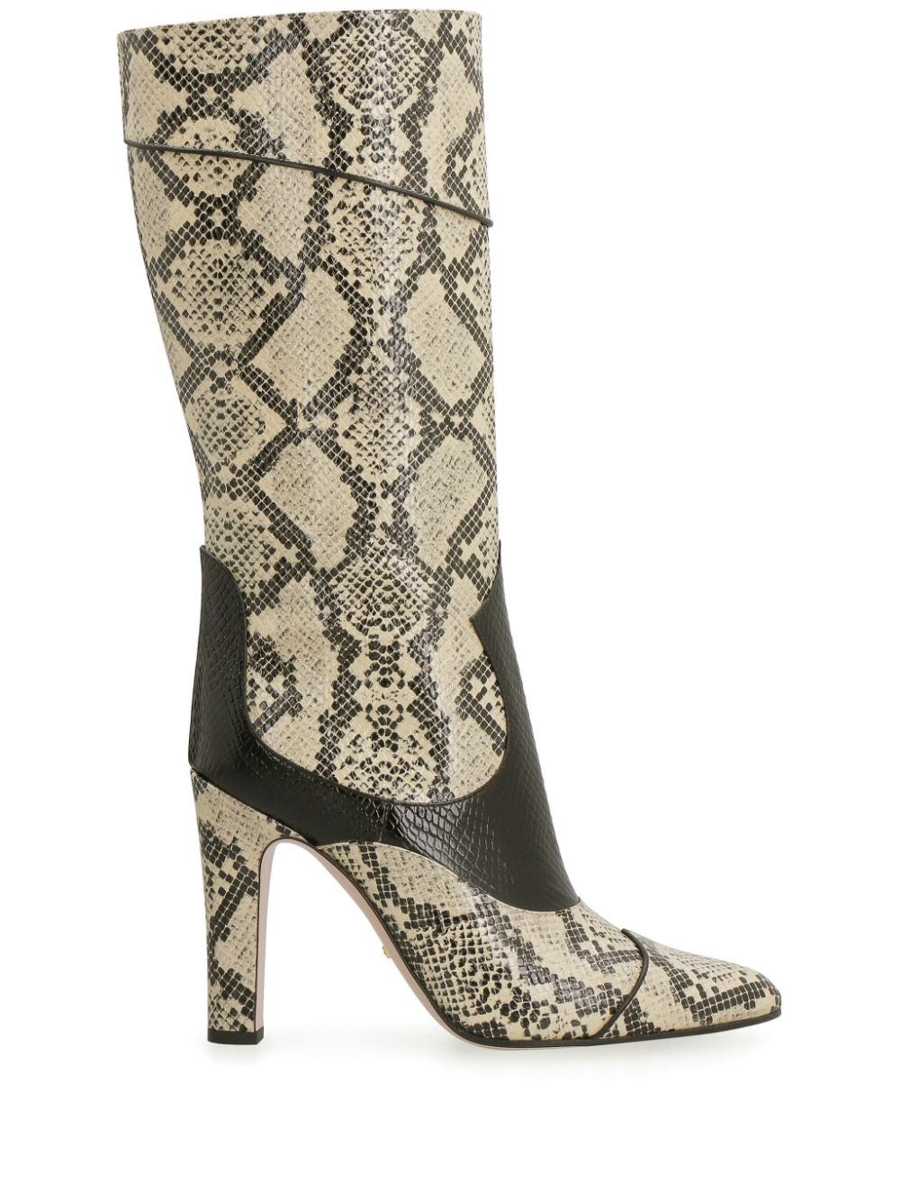 snakeskin-print leather boots