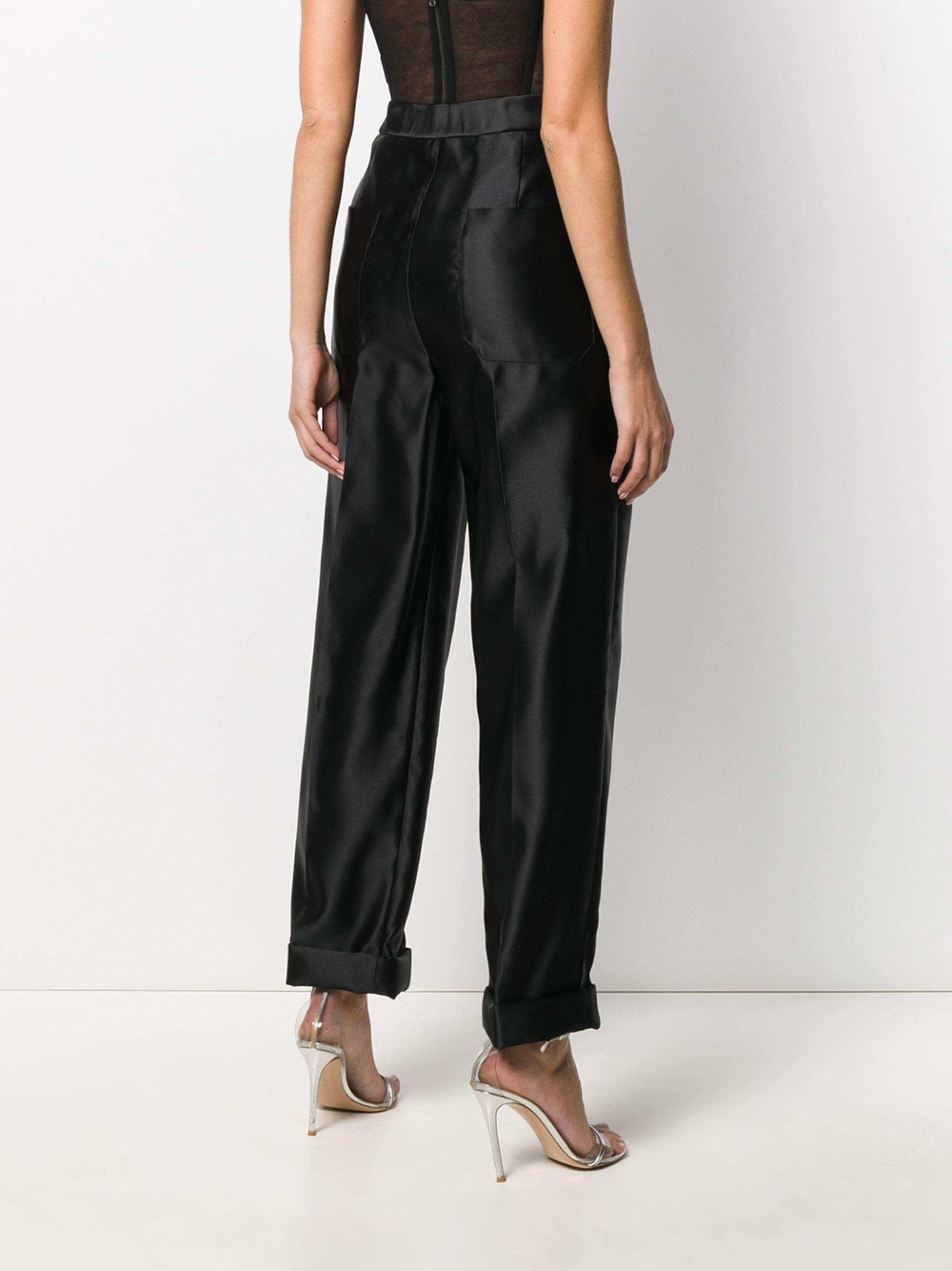 high waisted silk trousers