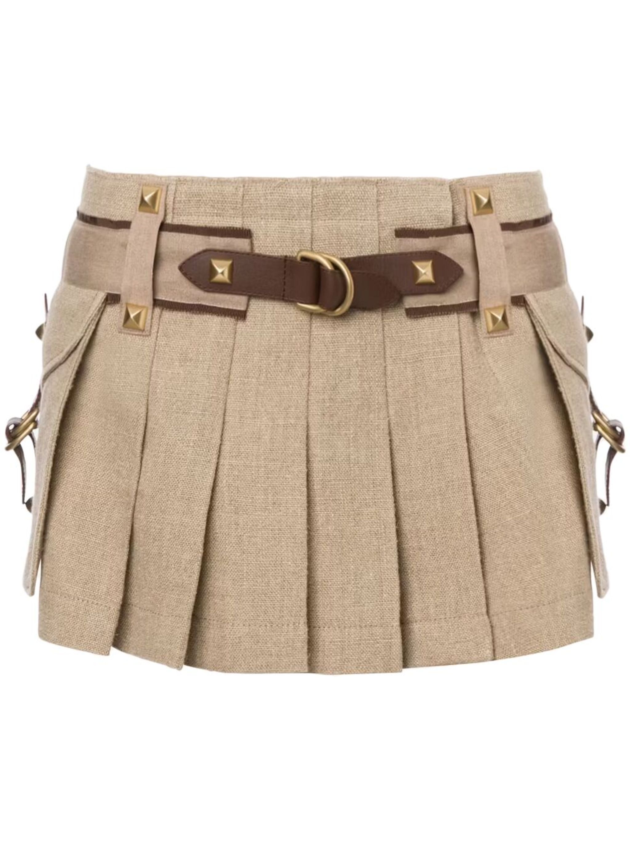 pleated linen miniskirt