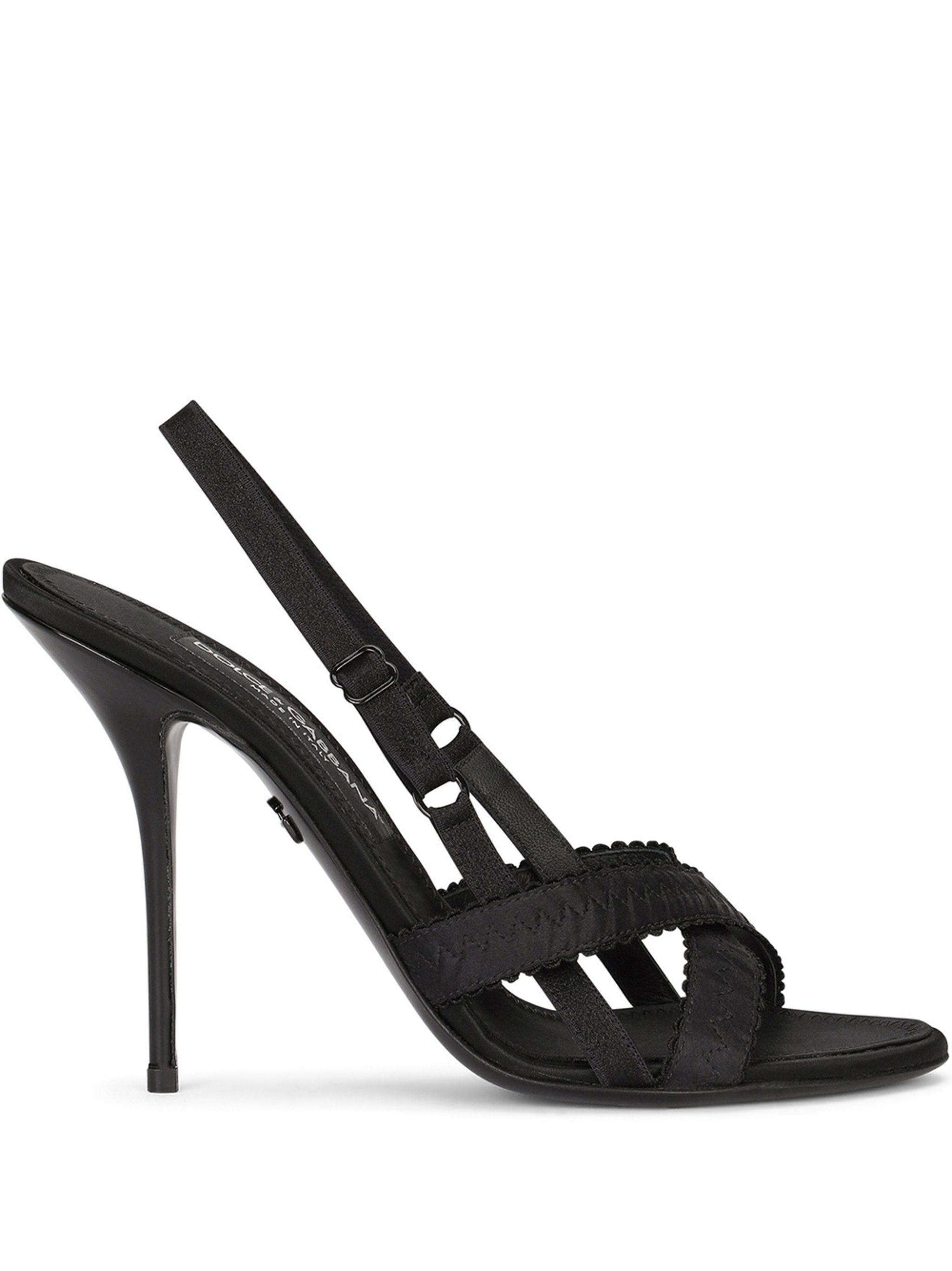 105mm crossover-strap satin sandals