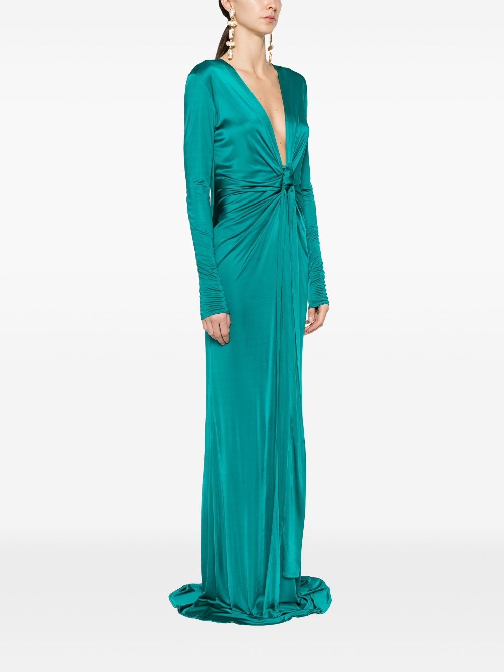 plunging concealedV-neck gown