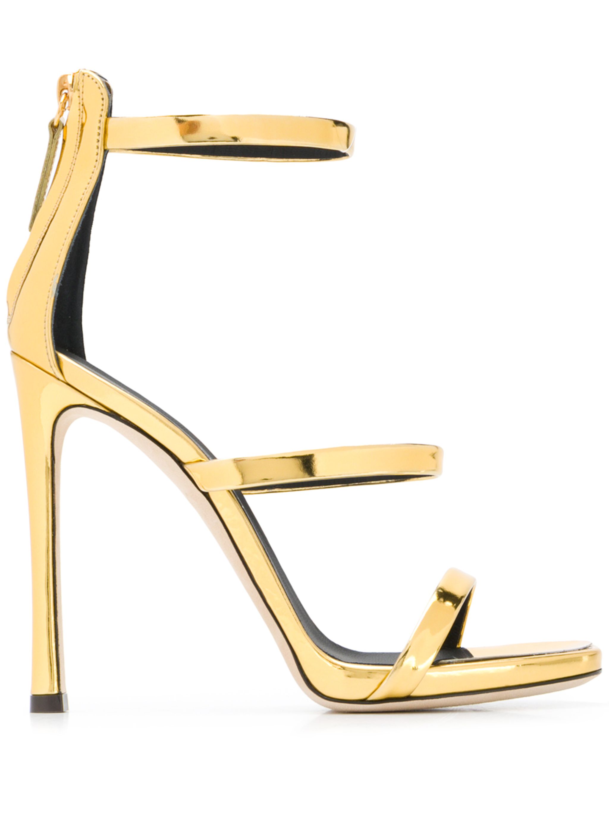 crossover strap metallic sandals